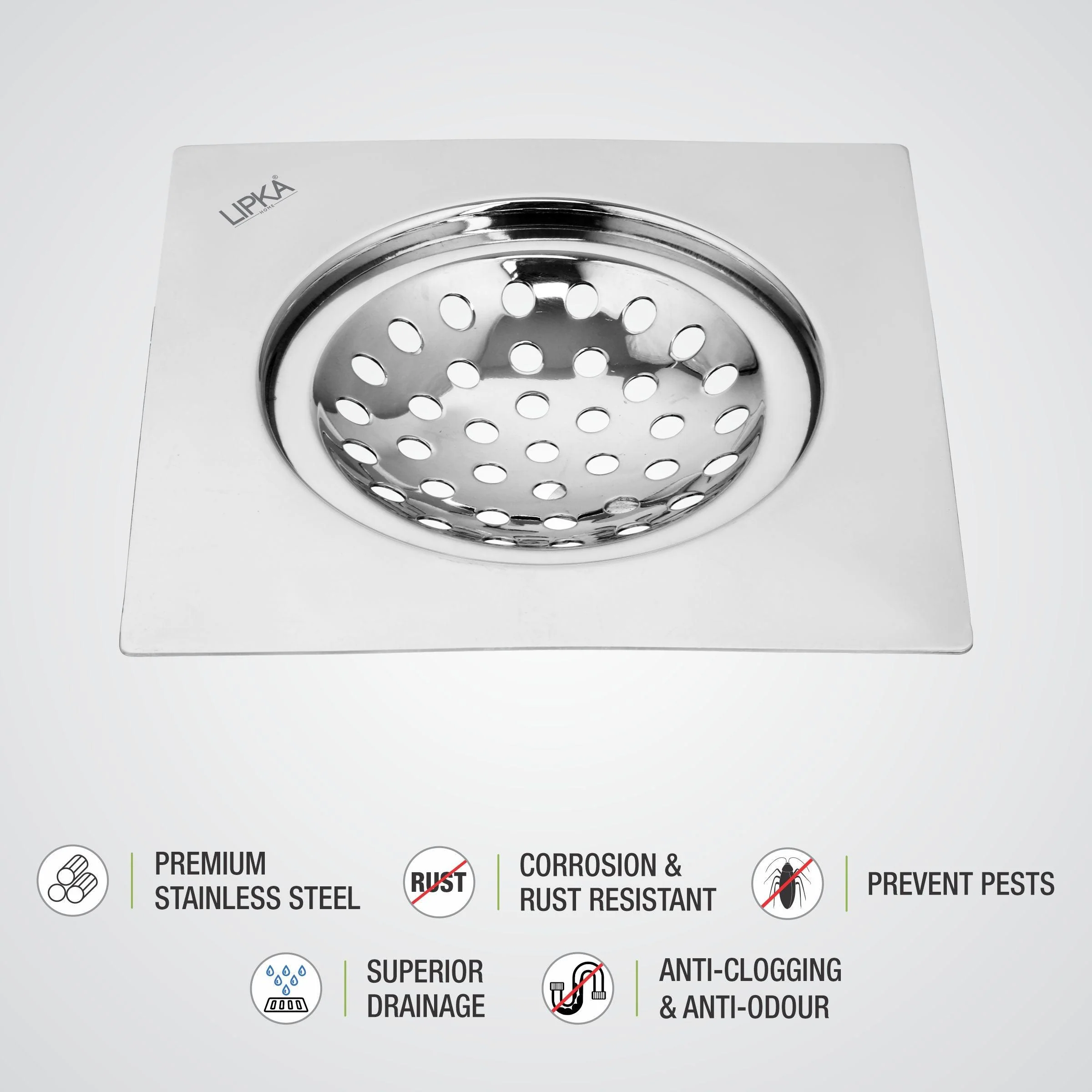 EON Square Flat Cut Floor Drain (6 x 6 Inches) - LIPKA - Image 3