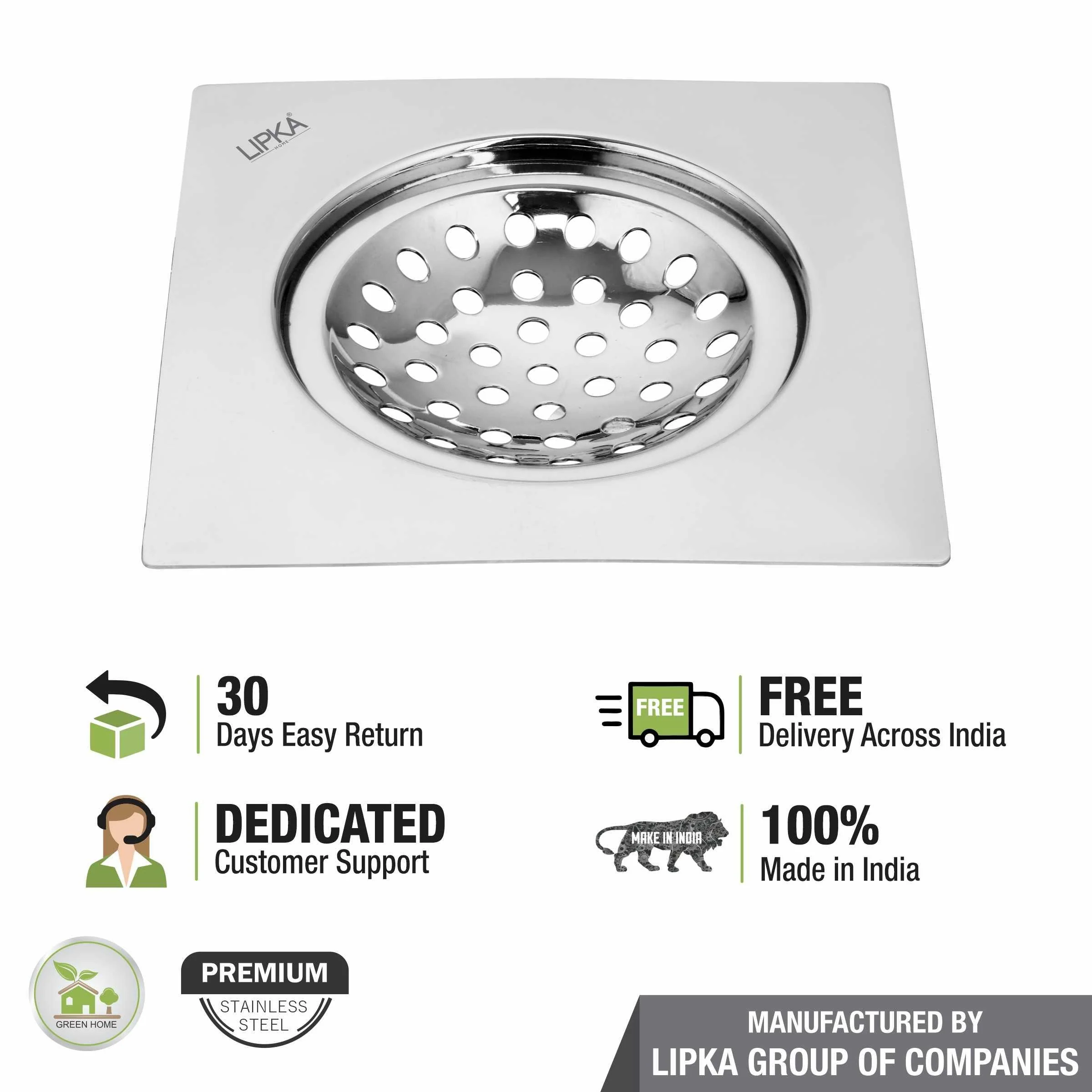 EON Square Flat Cut Floor Drain (6 x 6 Inches) - LIPKA - Image 5