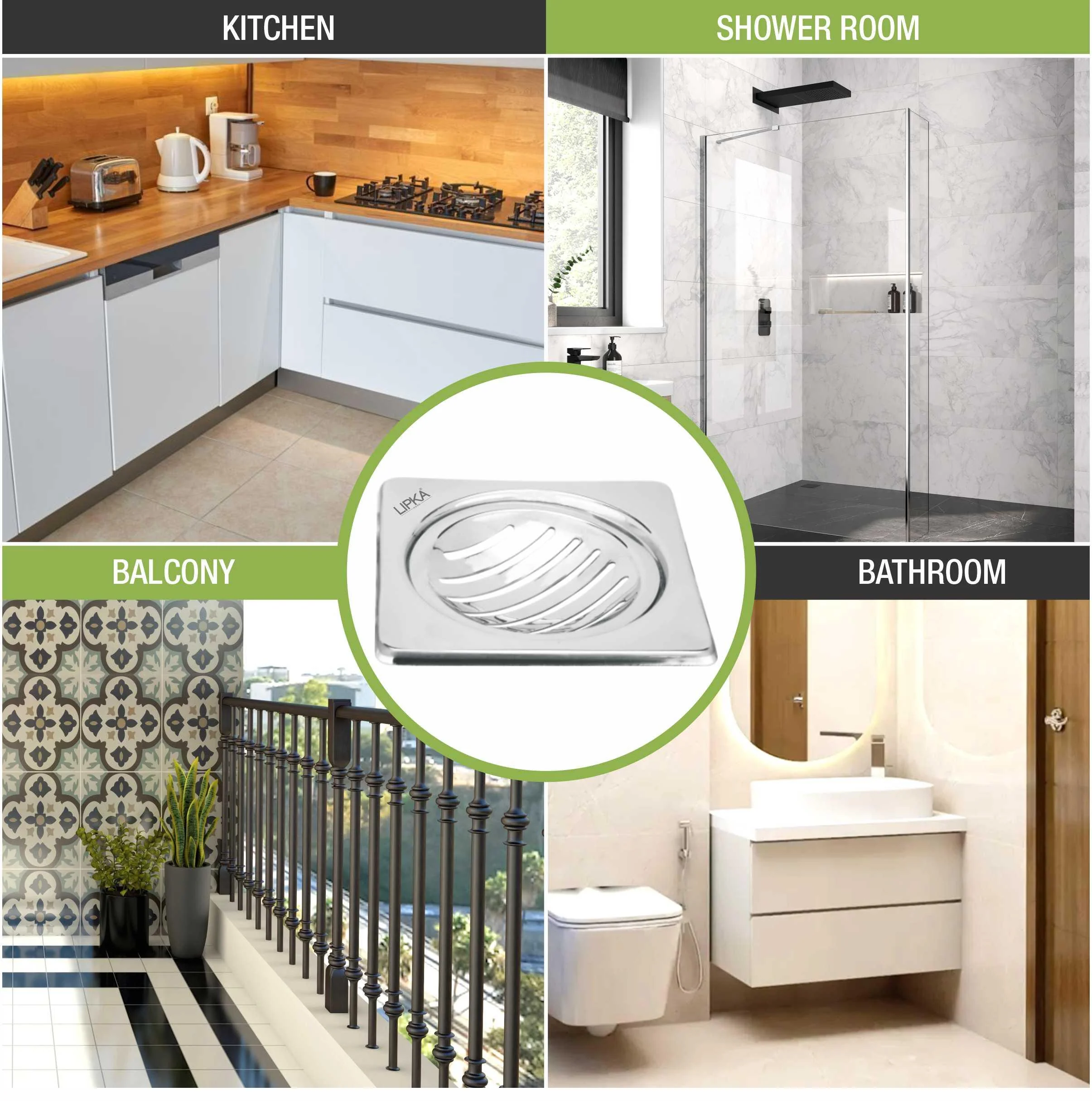 Eon Square Floor Drain with Classic Jali (5 x 5 Inches) - LIPKA - Image 6