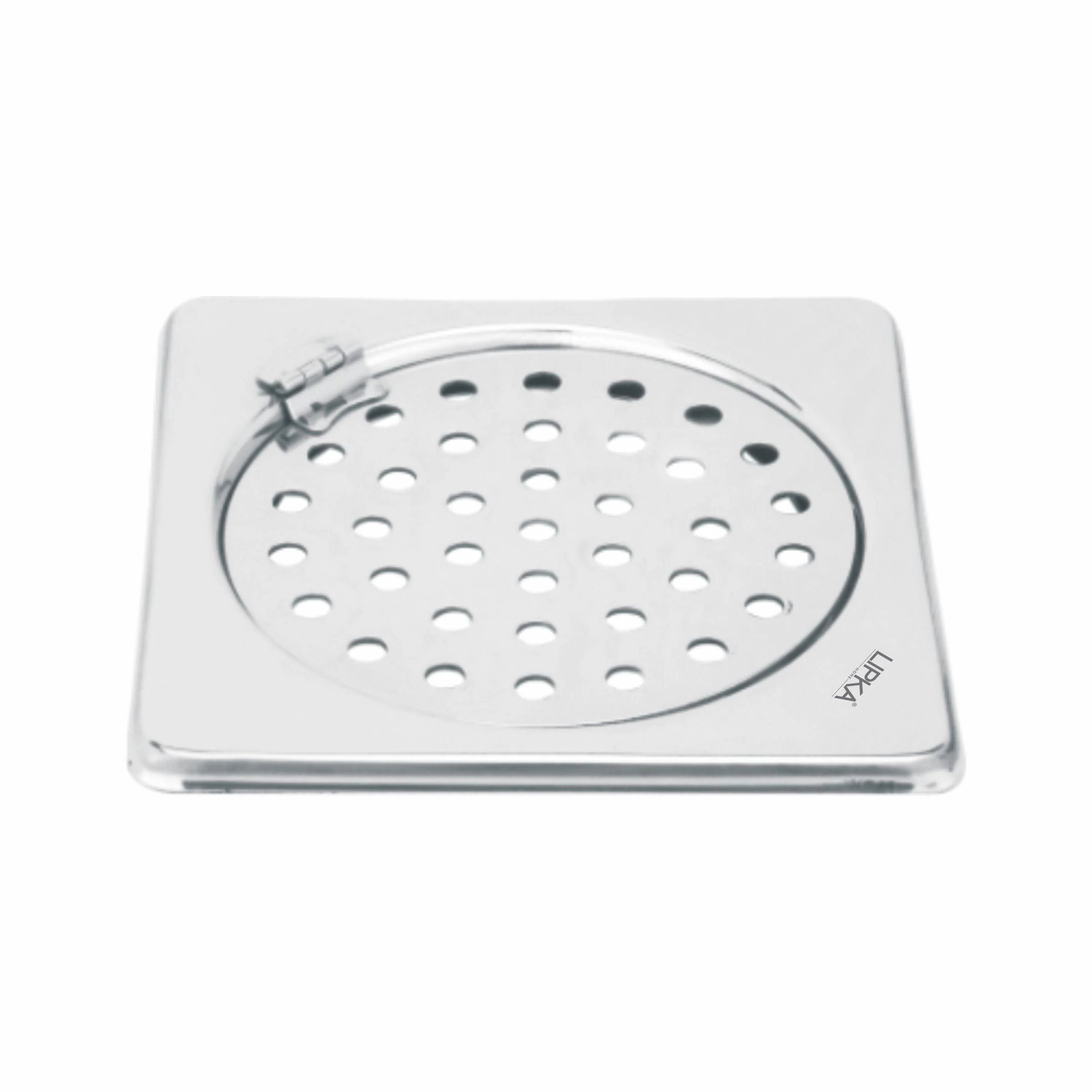 Eon Square Floor Drain with Plain Jali and Hinge (5 x 5 Inches) - LIPKA