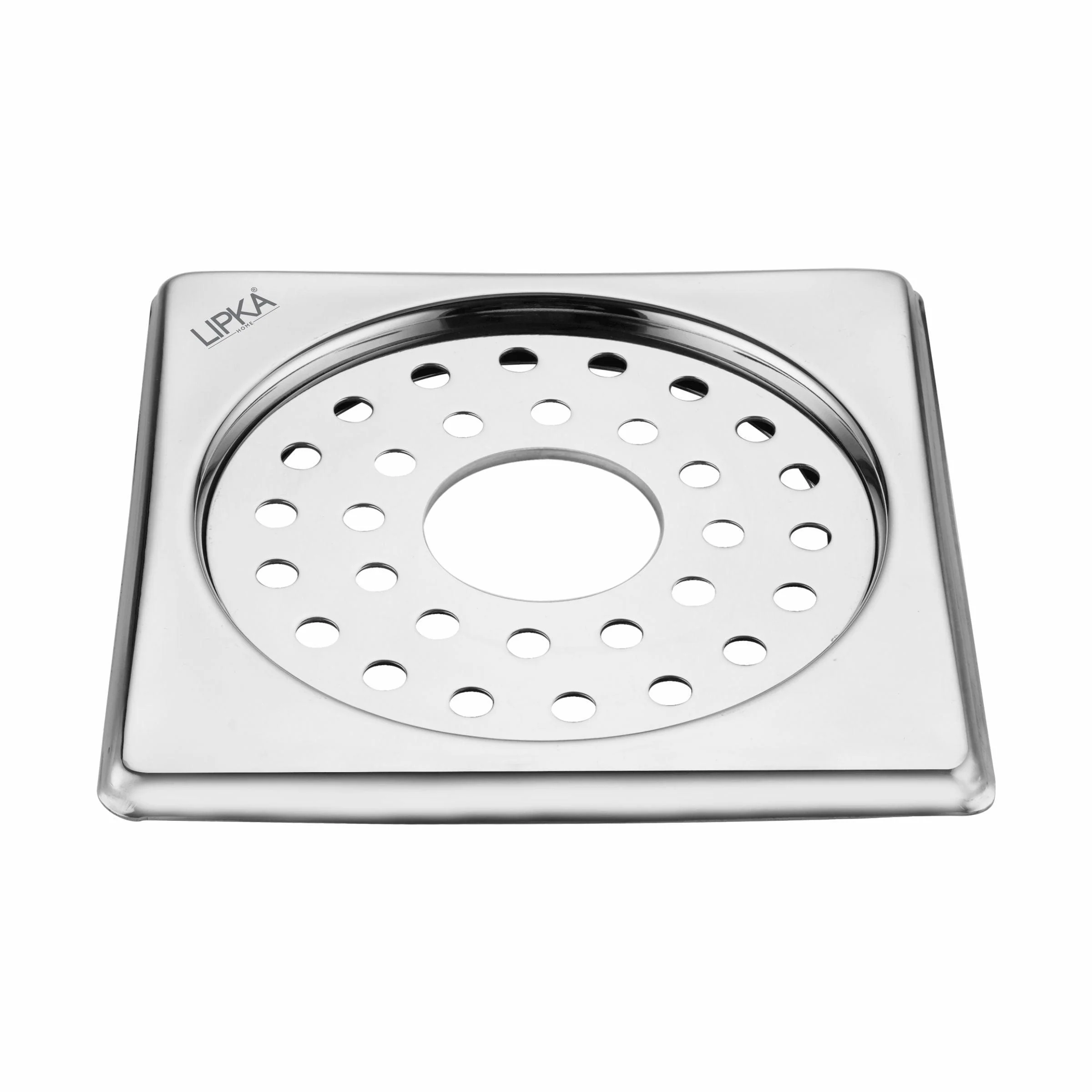 Eon Square Floor Drain with Plain Jali and Hole (6 x 6 Inches) - LIPKA