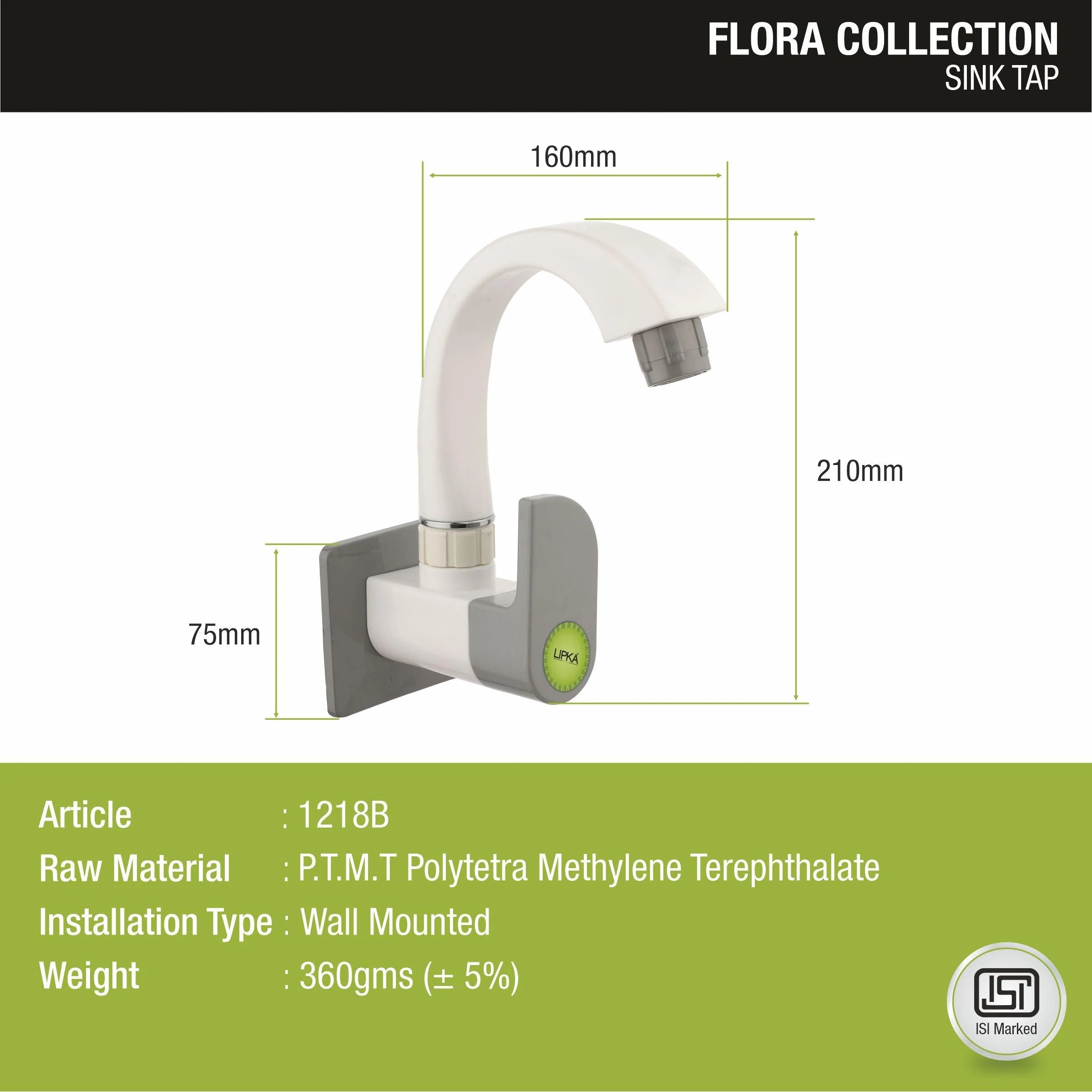 Flora Sink Tap with Swivel Spout PTMT Faucet- LIPKA - Image 2