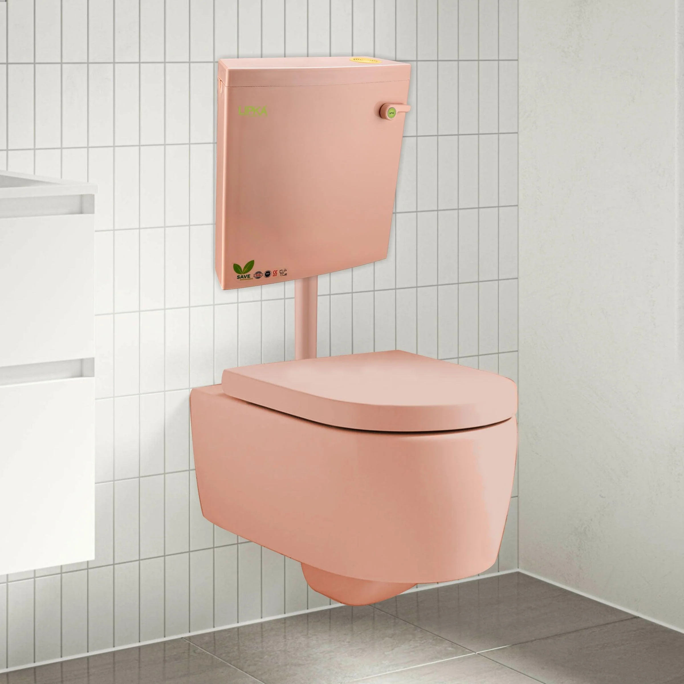Square Flushing Cistern/ Flush Tank (Pink) |Commode not included| - LIPKA - Image 5