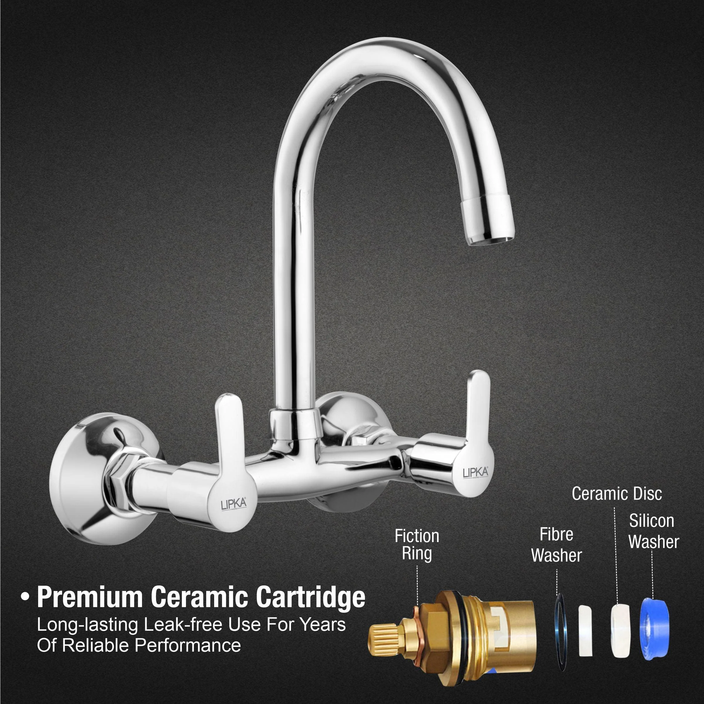 Frenk Sink Mixer Brass Faucet with Round Swivel Spout (15 Inches) - LIPKA - Image 3