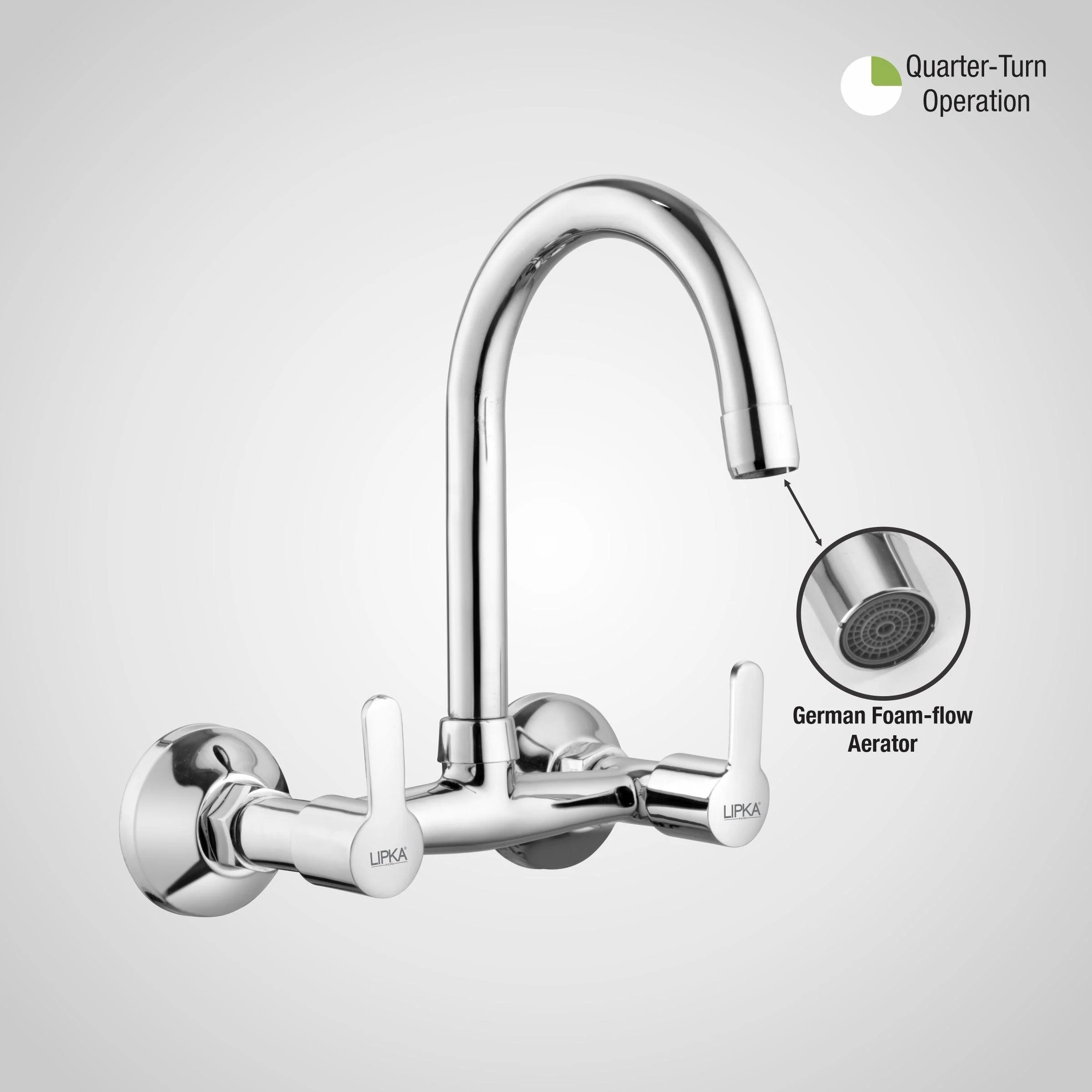 Frenk Sink Mixer Brass Faucet with Round Swivel Spout (15 Inches) - LIPKA - Image 5