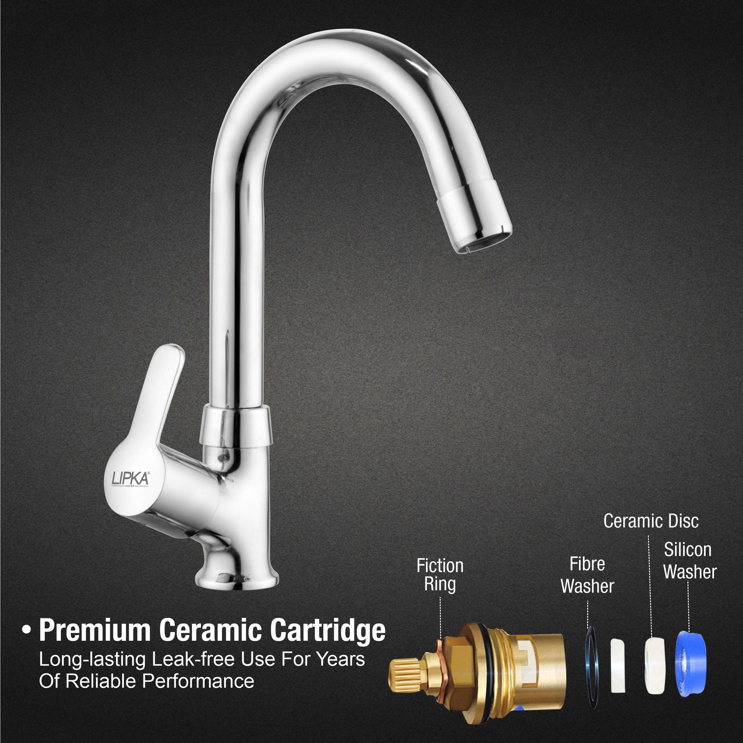Frenk Swan Neck Brass Faucet with Round Swivel Spout (12 Inches) - LIPKA - Image 3