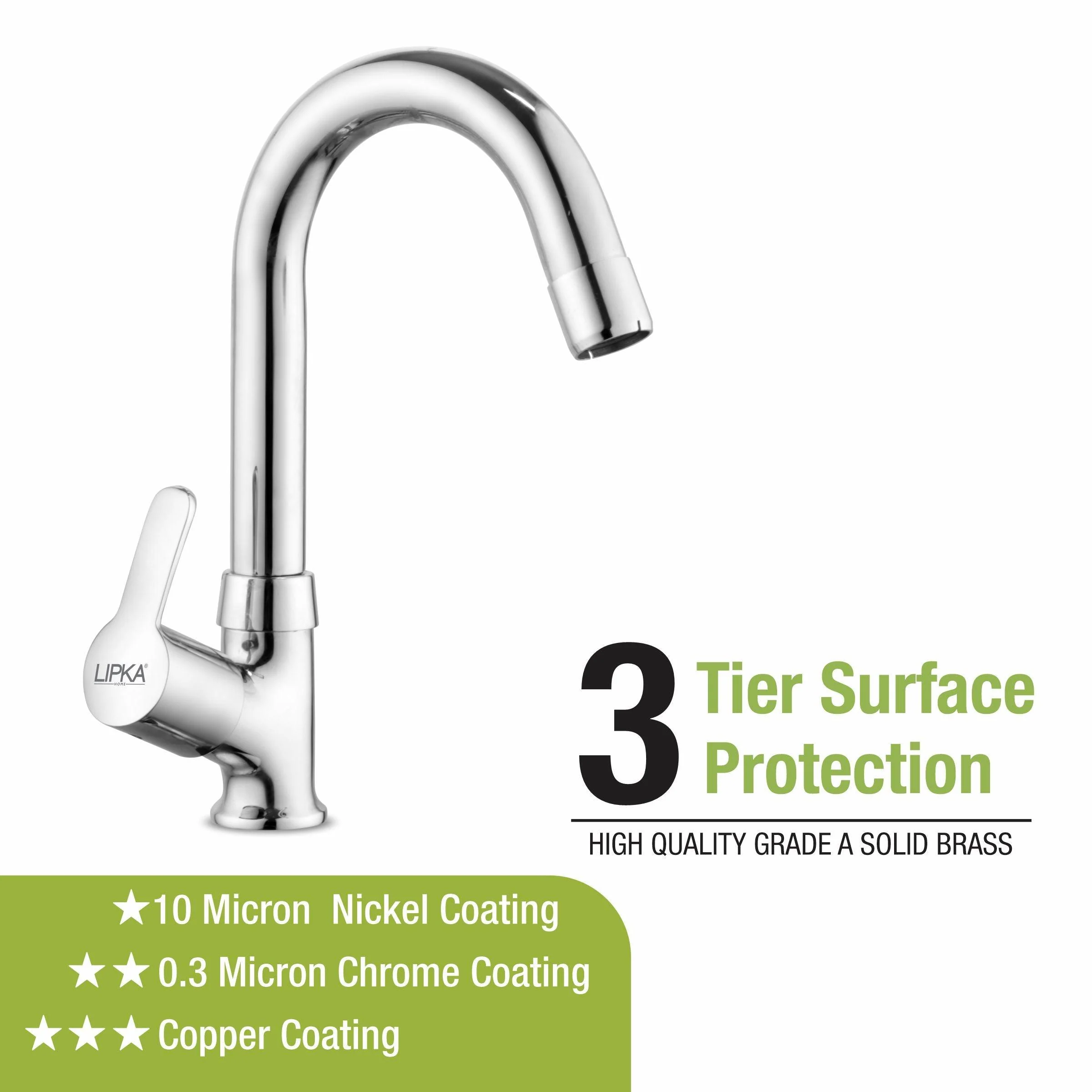 Frenk Swan Neck Brass Faucet with Round Swivel Spout (12 Inches) - LIPKA - Image 4