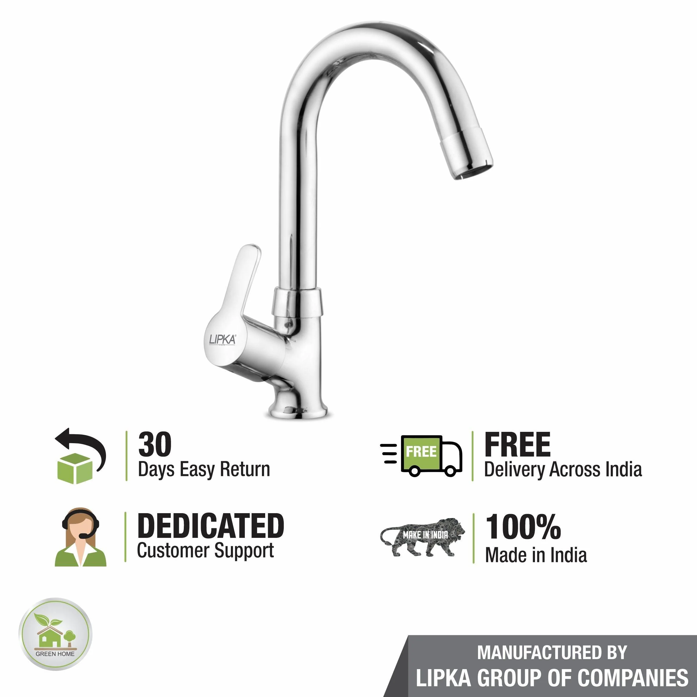 Frenk Swan Neck Brass Faucet with Round Swivel Spout (12 Inches) - LIPKA - Image 6