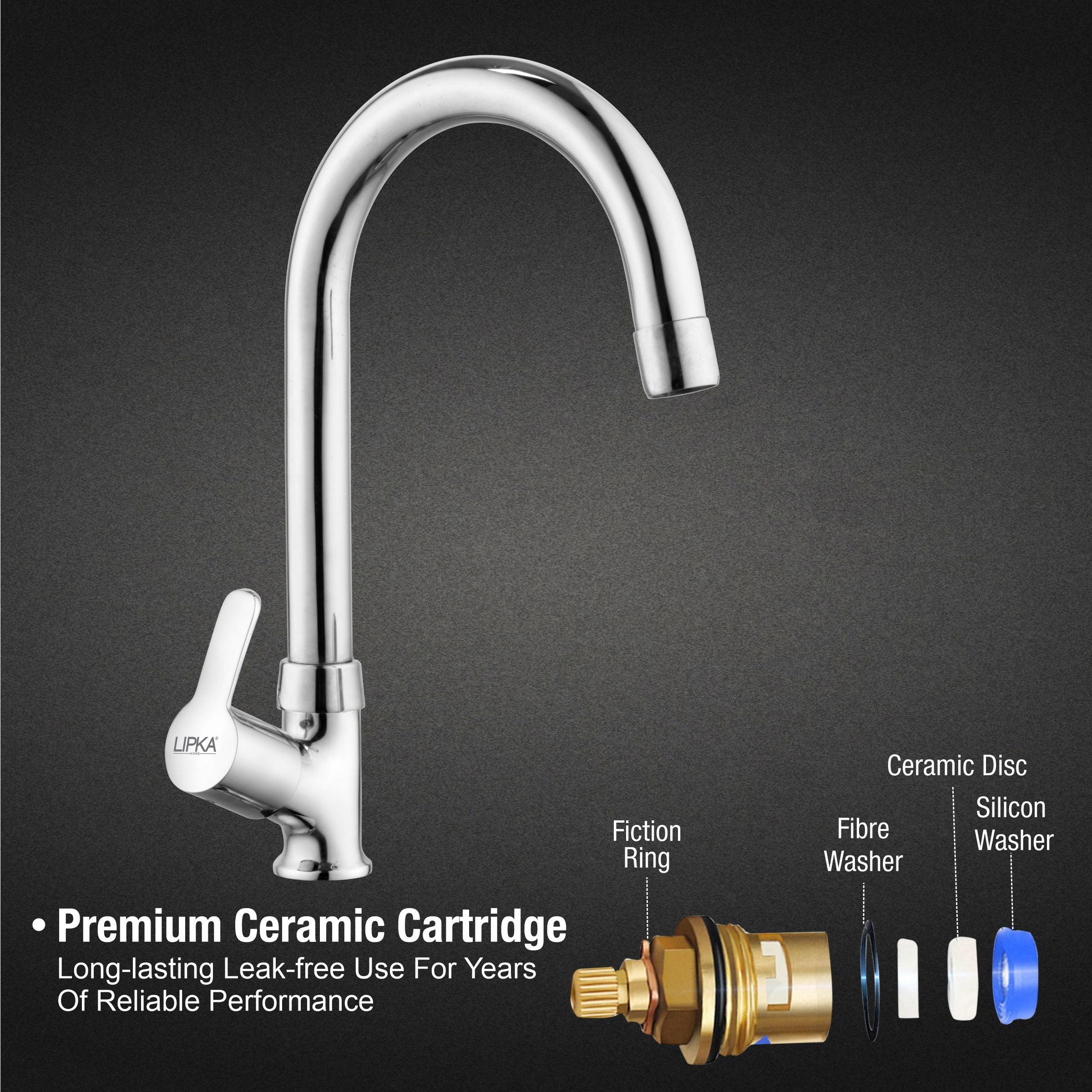Frenk Swan Neck Brass Faucet with Round Swivel Spout (15 Inches) - LIPKA - Image 3