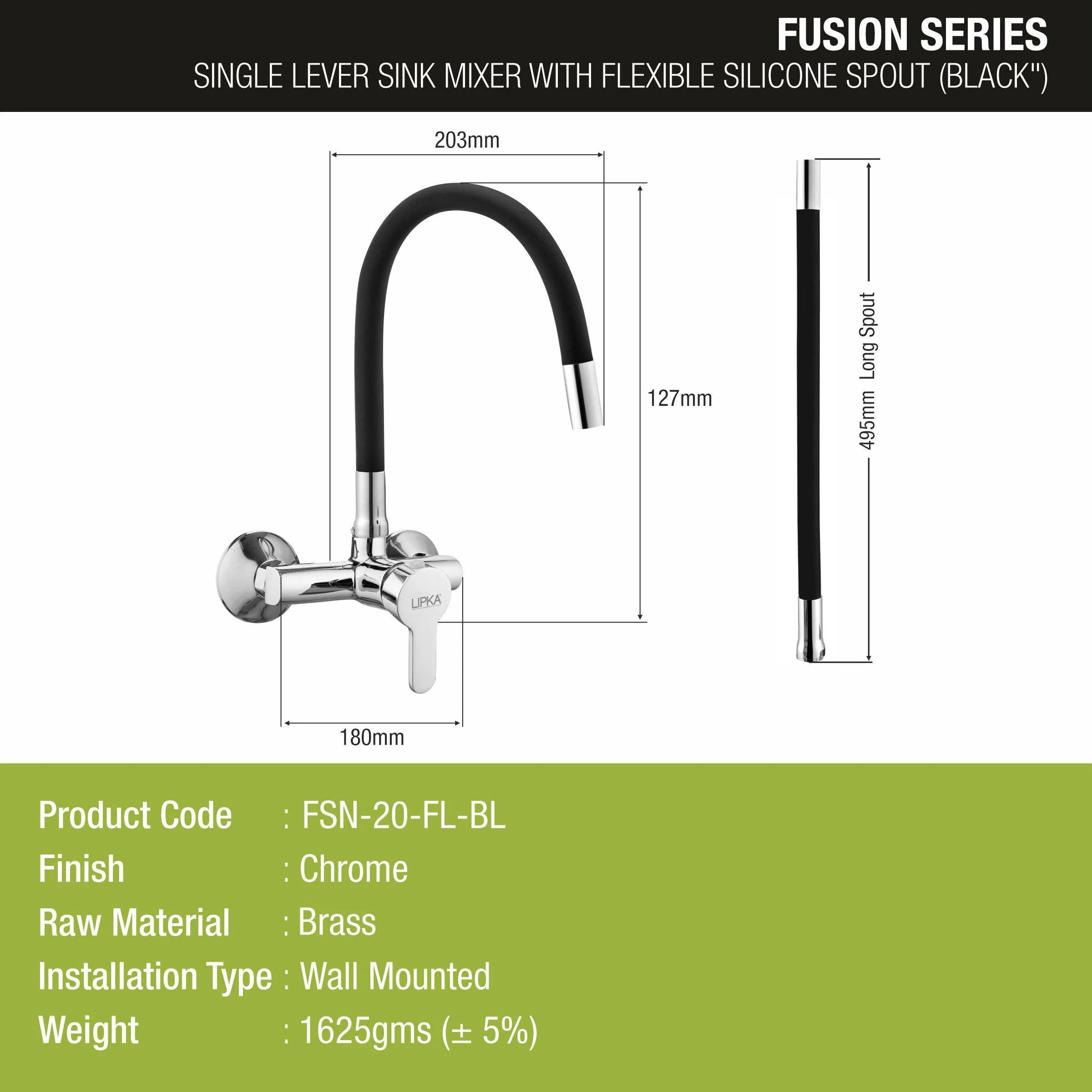 Fusion Single Lever Sink Mixer with Black Flexible Silicone Spout (20 Inches) - LIPKA - Image 2