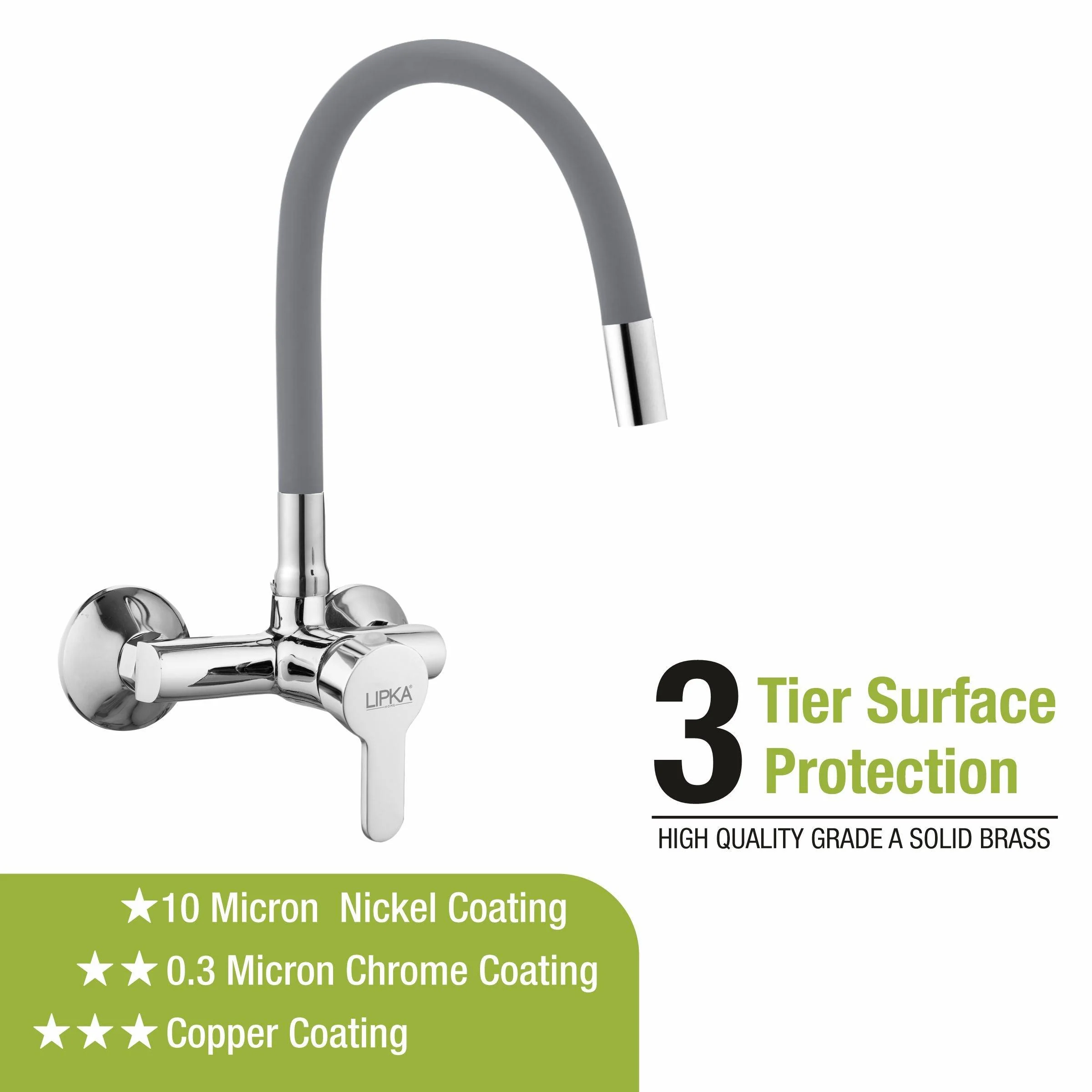 Fusion Single Lever Sink Mixer with Grey Flexible Silicone Spout (20 Inches) - LIPKA - Image 4