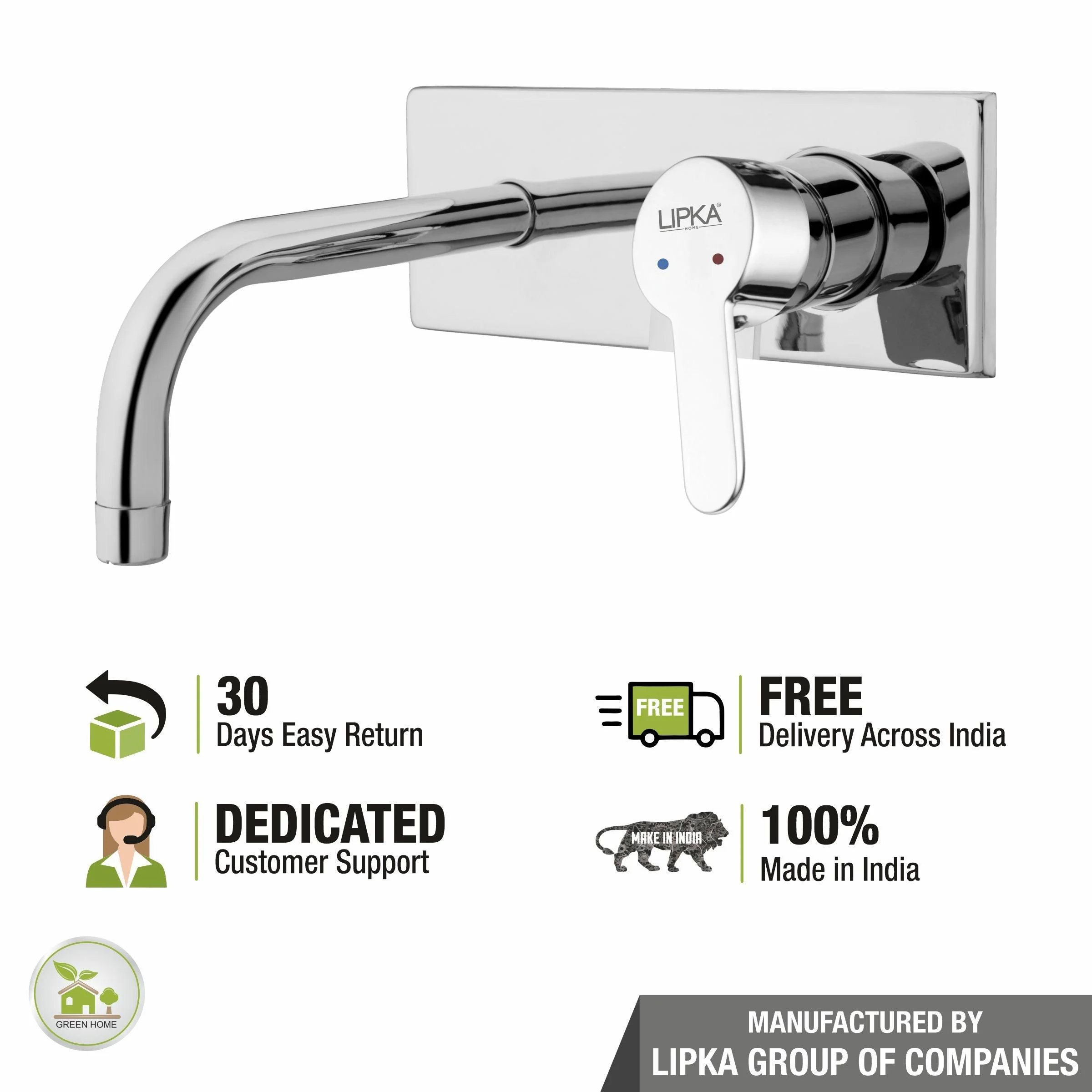 Fusion Single Lever Wall Mount Basin Mixer Faucet - LIPKA - Image 7