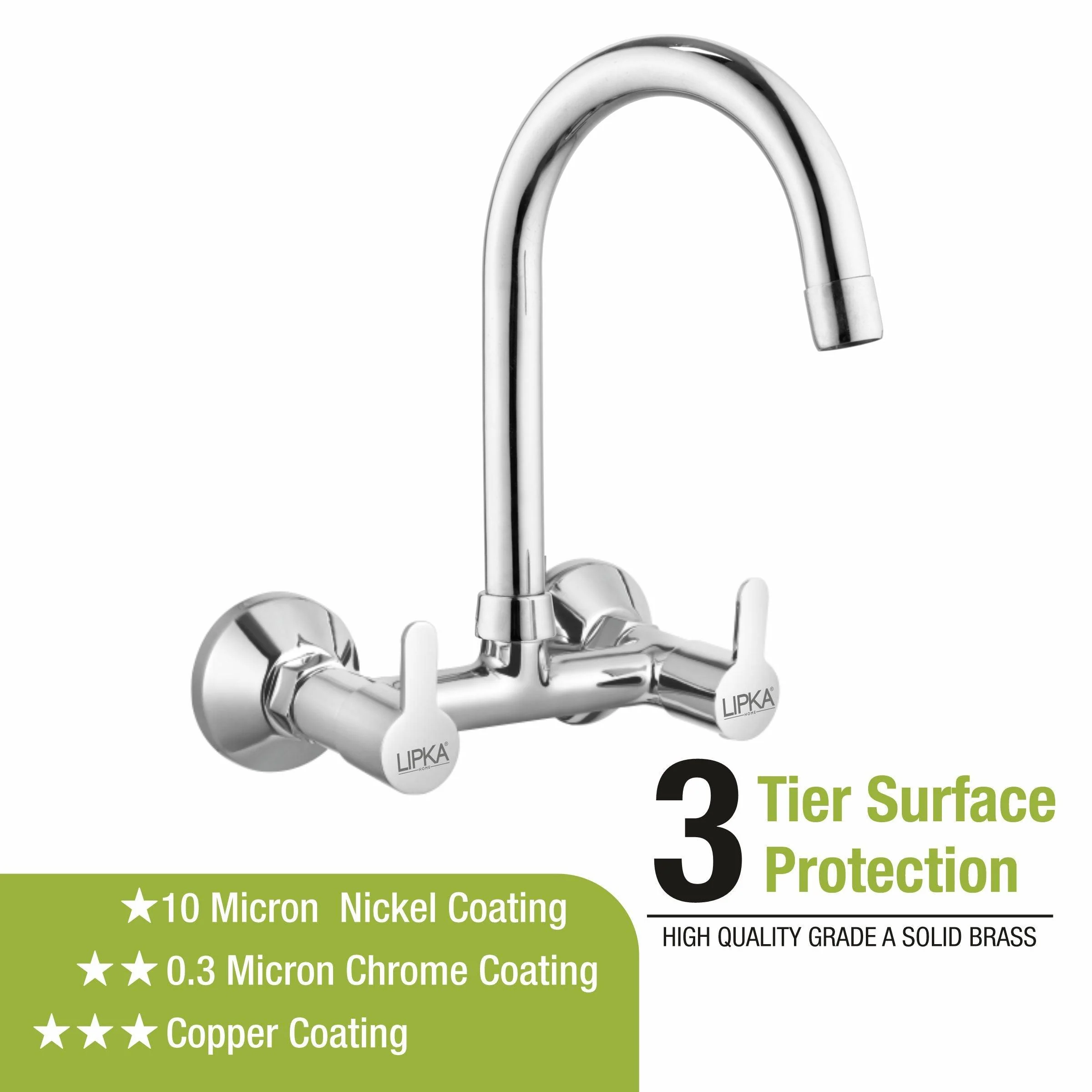 Fusion Sink Mixer Brass Faucet with Round Swivel Spout (15 Inches) - LIPKA - Image 4
