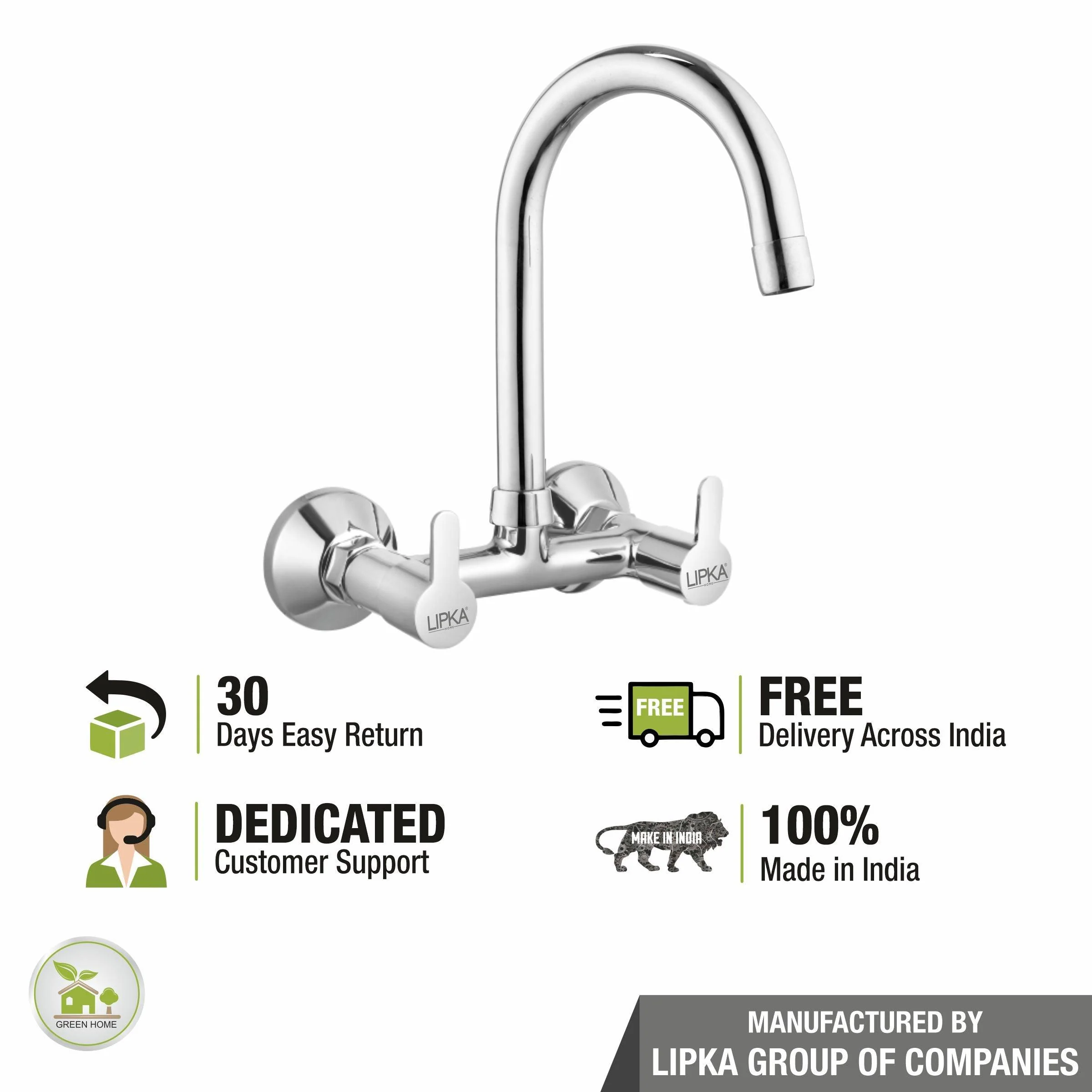 Fusion Sink Mixer Brass Faucet with Round Swivel Spout (15 Inches) - LIPKA - Image 6