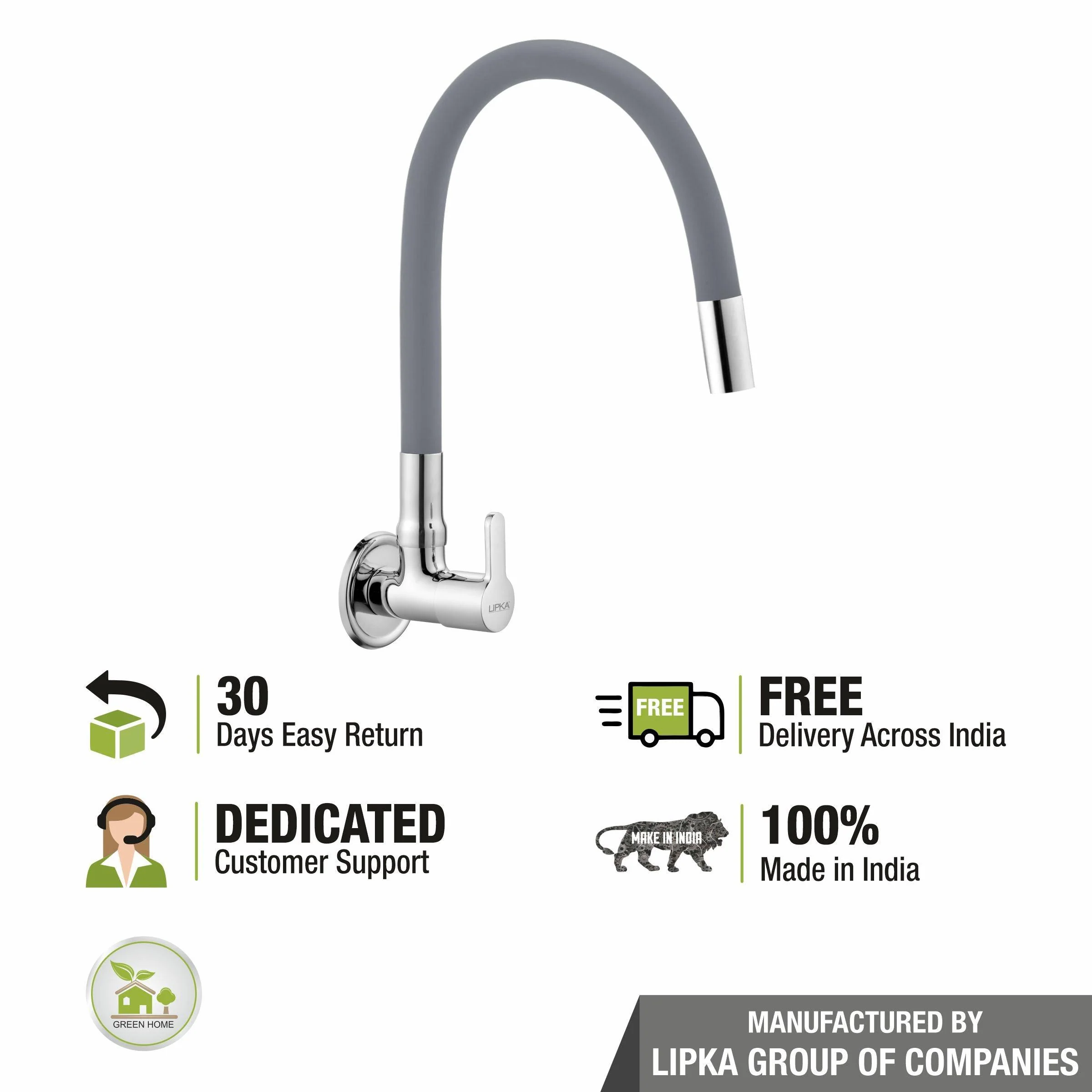 Fusion Sink Tap Brass Faucet with Flexible Silicone Spout (Grey) - LIPKA - Image 5