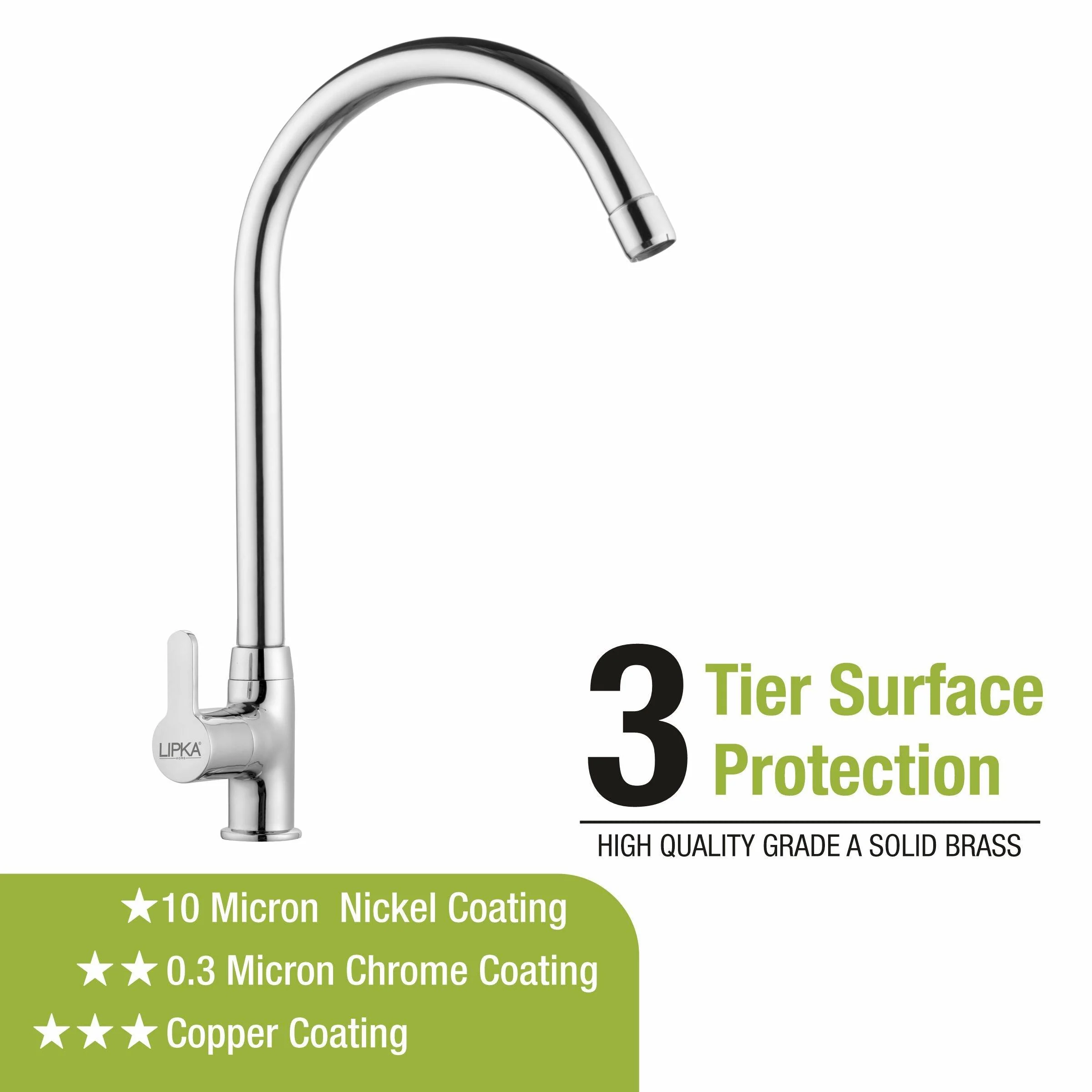 Fusion Swan Neck Brass Faucet with Round Swivel Spout (20 Inches) - LIPKA - Image 4