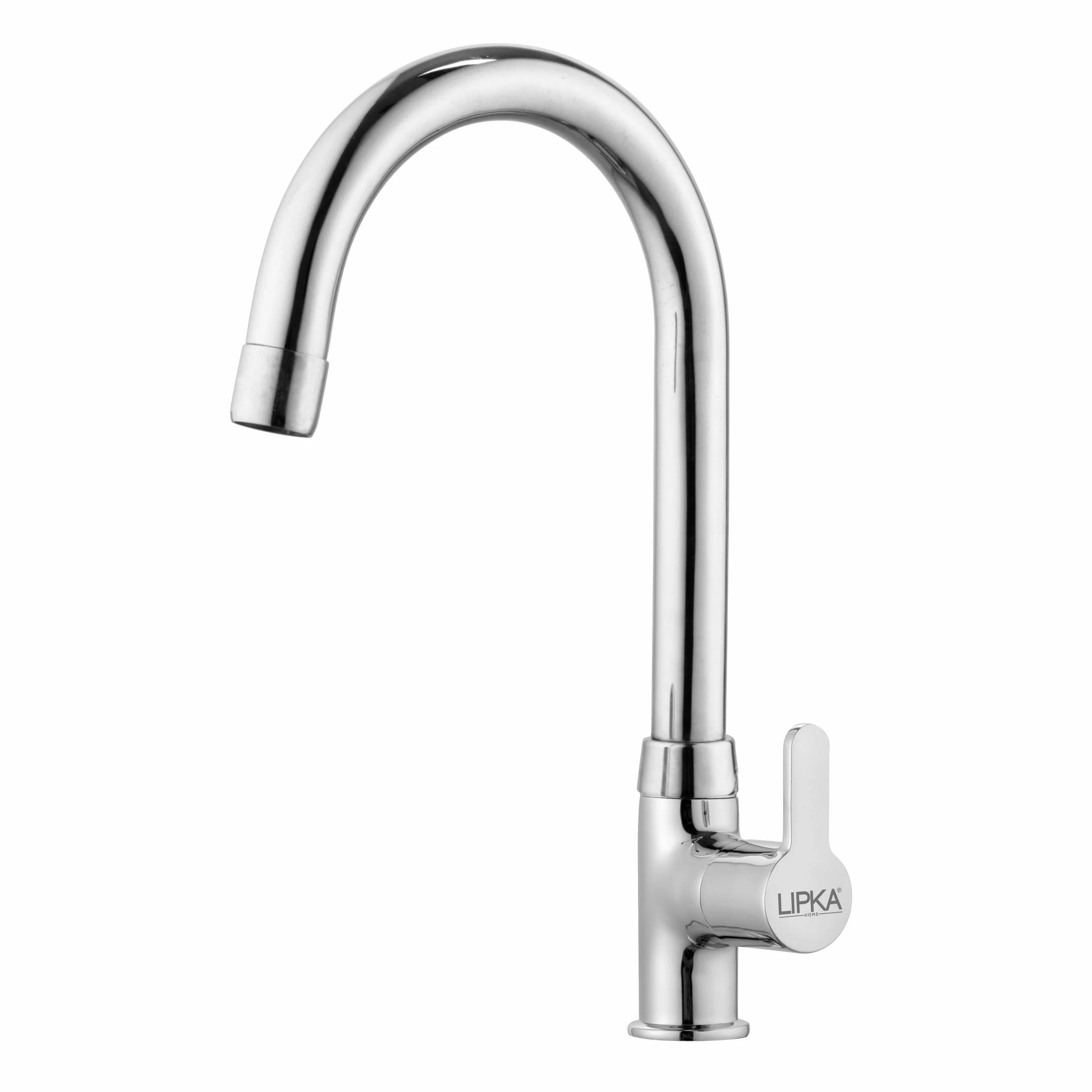 Fusion Swan Neck Brass Faucet with Round Swivel Spout (15 Inches) - LIPKA