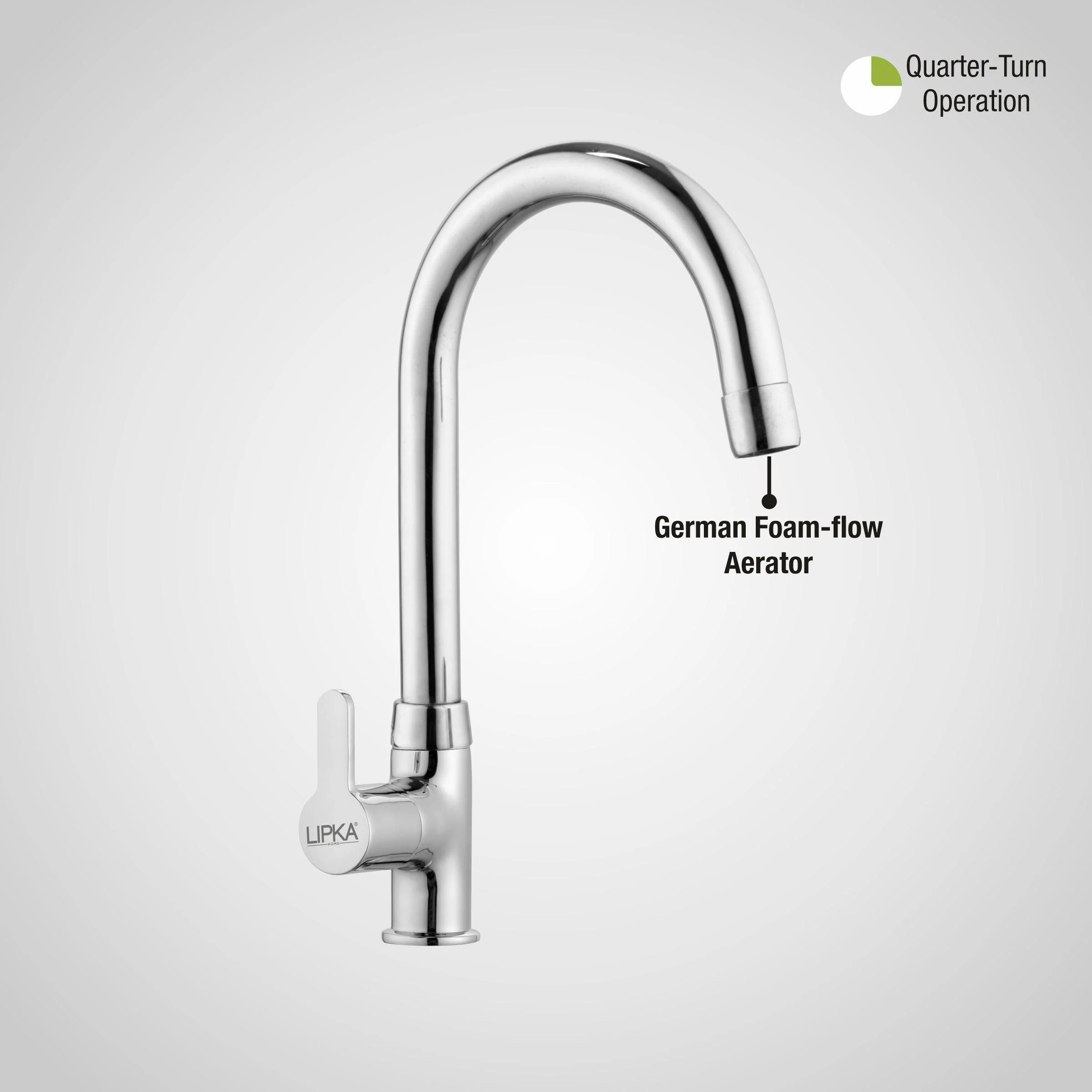Fusion Swan Neck Brass Faucet with Round Swivel Spout (15 Inches) - LIPKA - Image 5