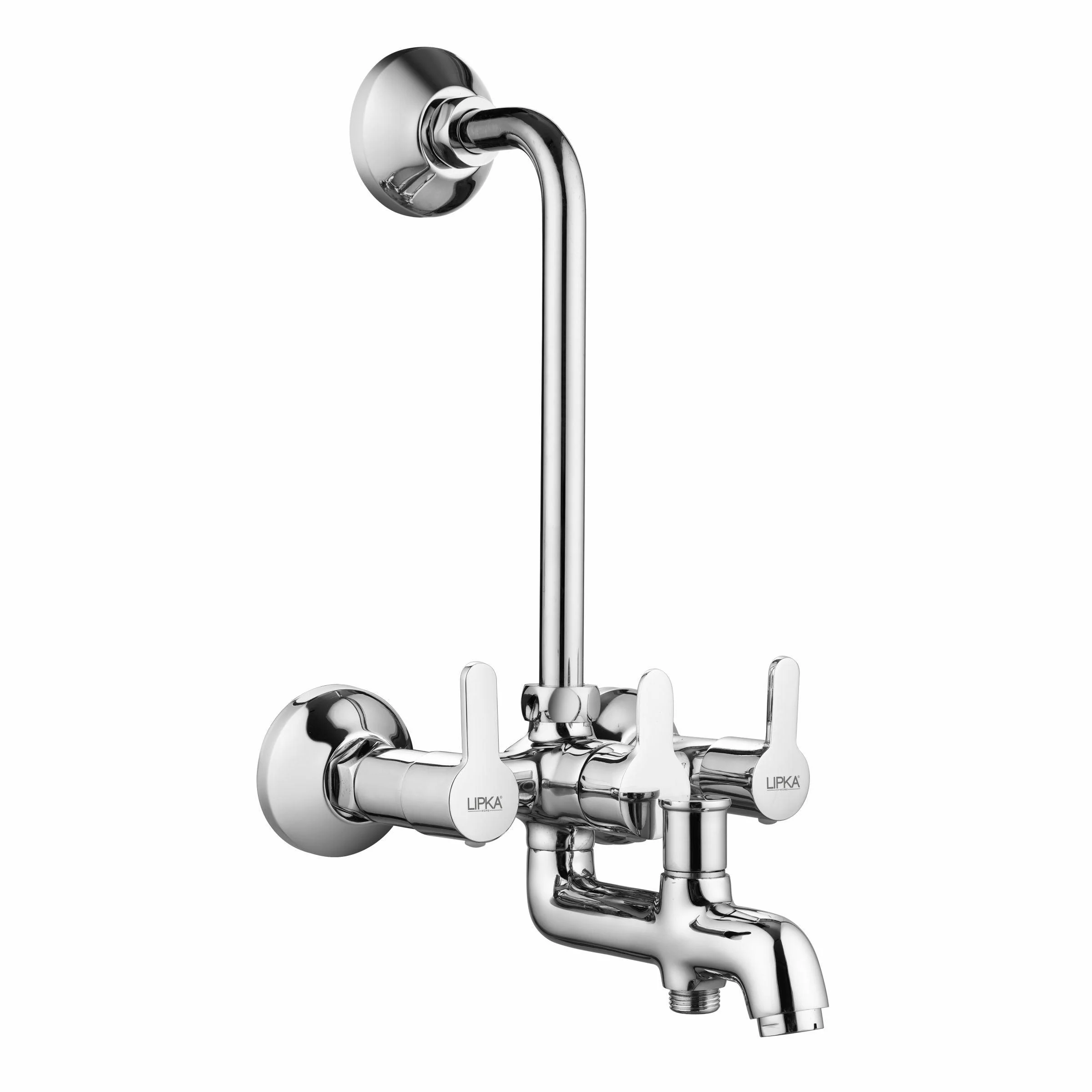 Fusion 3 in 1 Wall Mixer Brass Faucet with L Bend - LIPKA
