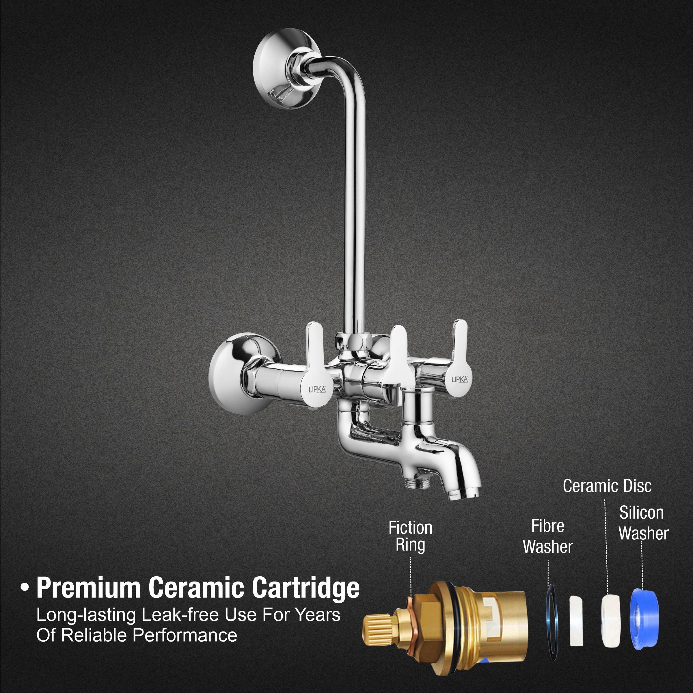 Fusion 3 in 1 Wall Mixer Brass Faucet with L Bend - LIPKA - Image 3
