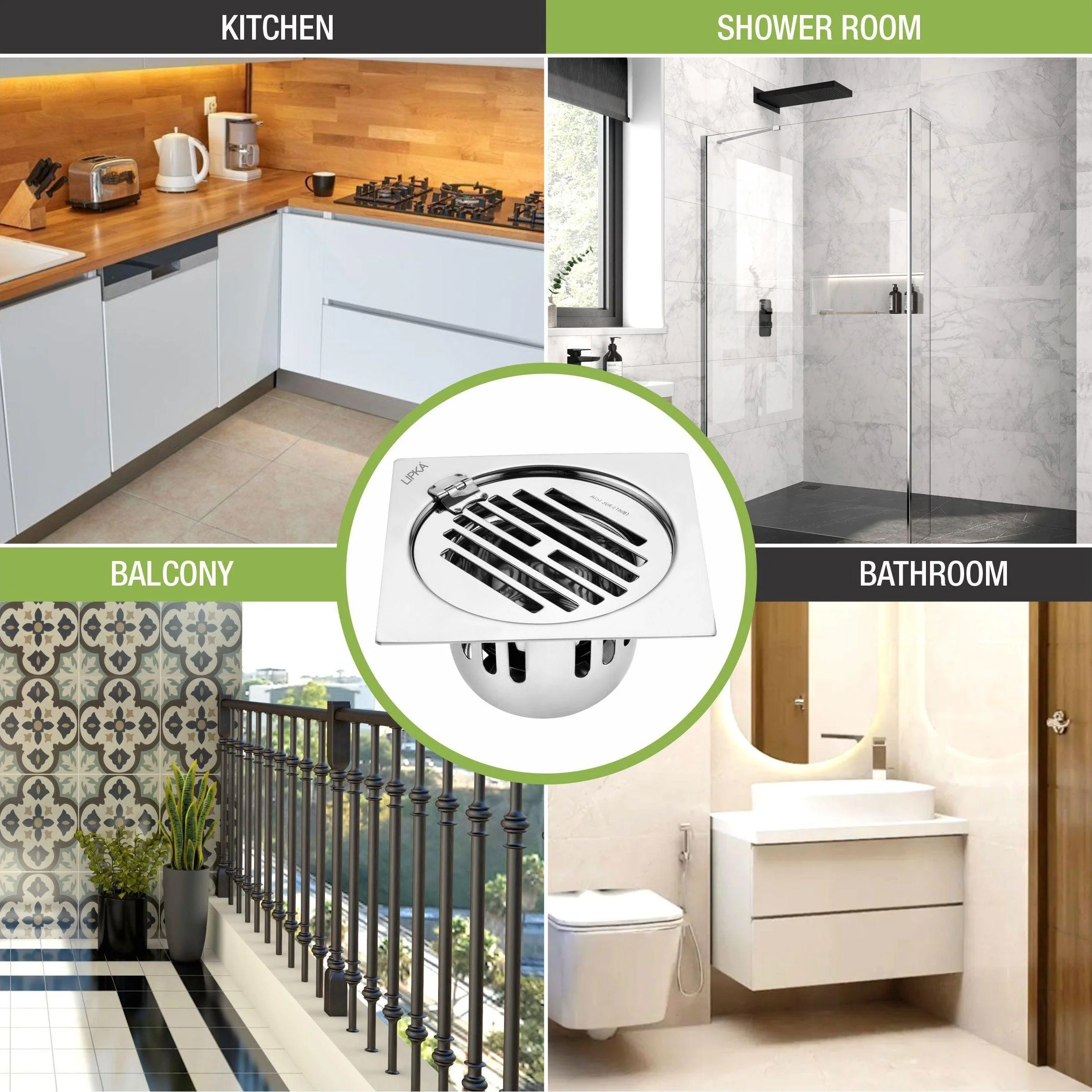 Golden Classic Jali Square Flat Cut Floor Drain (5 x 5 Inches) with Hinge and Cockroach Trap - LIPKA - Image 6