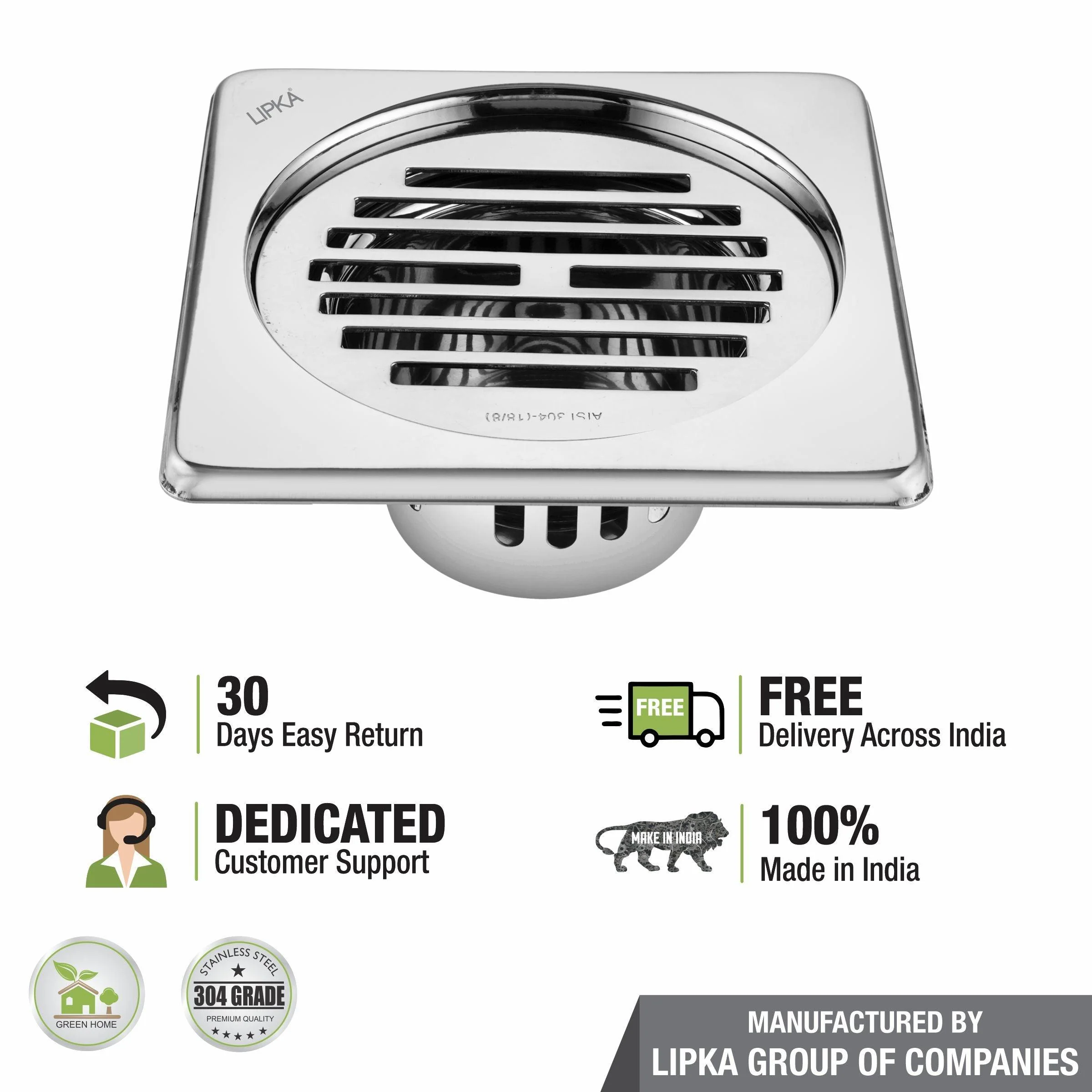 Golden Classic Jali Square Floor Drain (6 x 6 Inches) with Coockroach Trap - LIPKA - Image 5