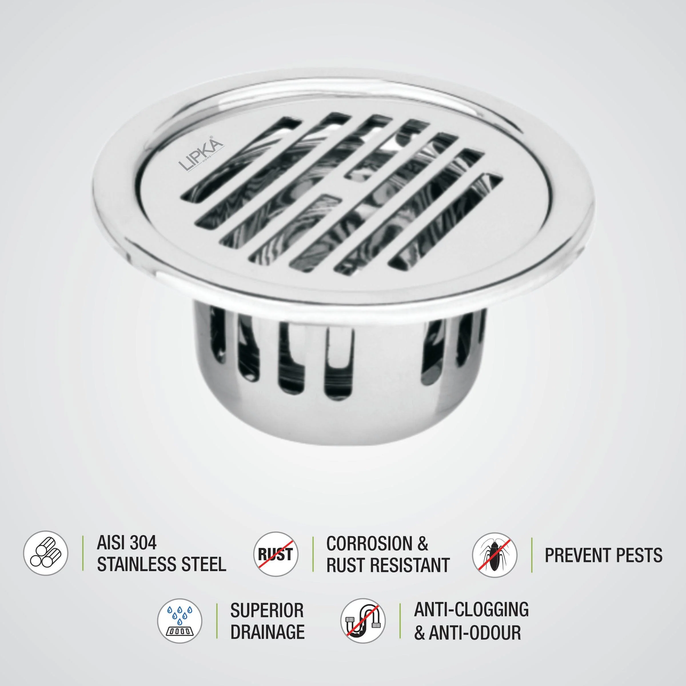 Golden Classic Jali Round Floor Drain (4 Inches) with Cockroach Trap - Image 3