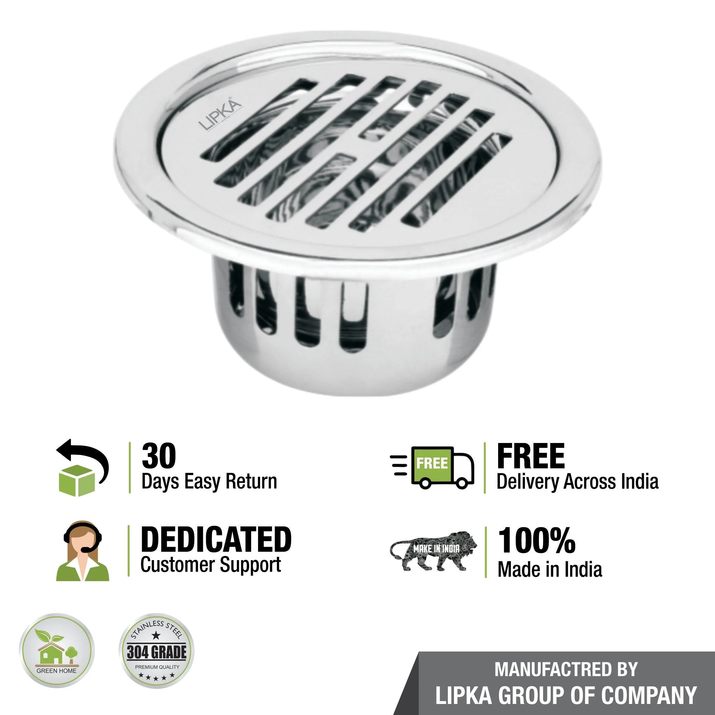 Golden Classic Jali Round Floor Drain (4 Inches) with Cockroach Trap - Image 4