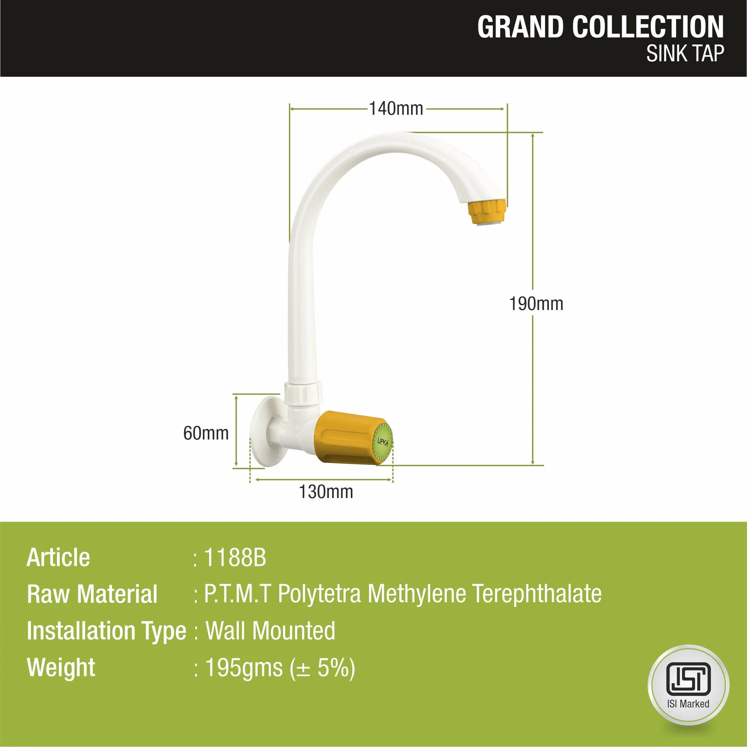 Grand Sink Tap with Swivel Spout PTMT Faucet- LIPKA - Image 2