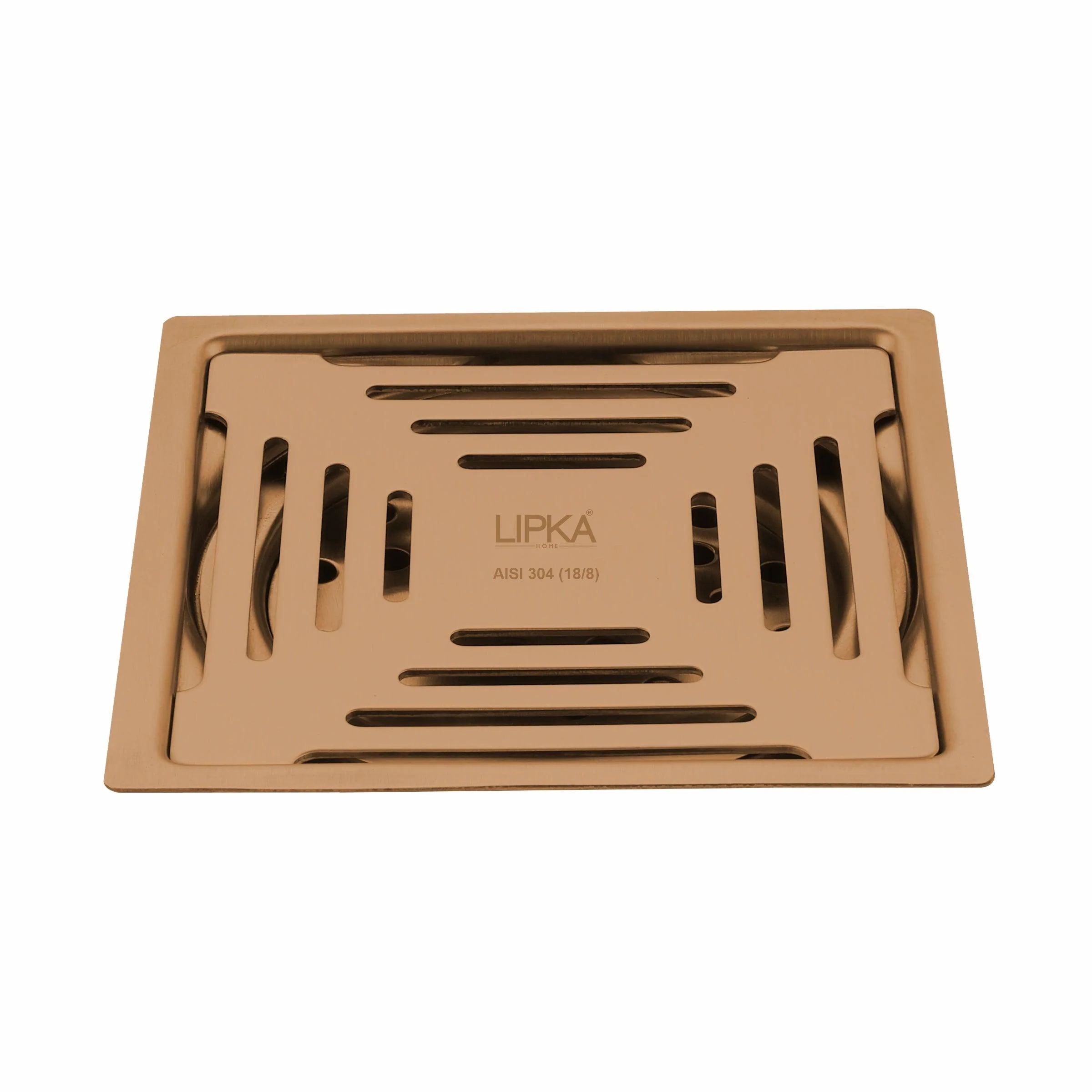 Green Exclusive Square Flat Cut Floor Drain in Antique Copper PVD Coating (5 x 5 Inches) - LIPKA