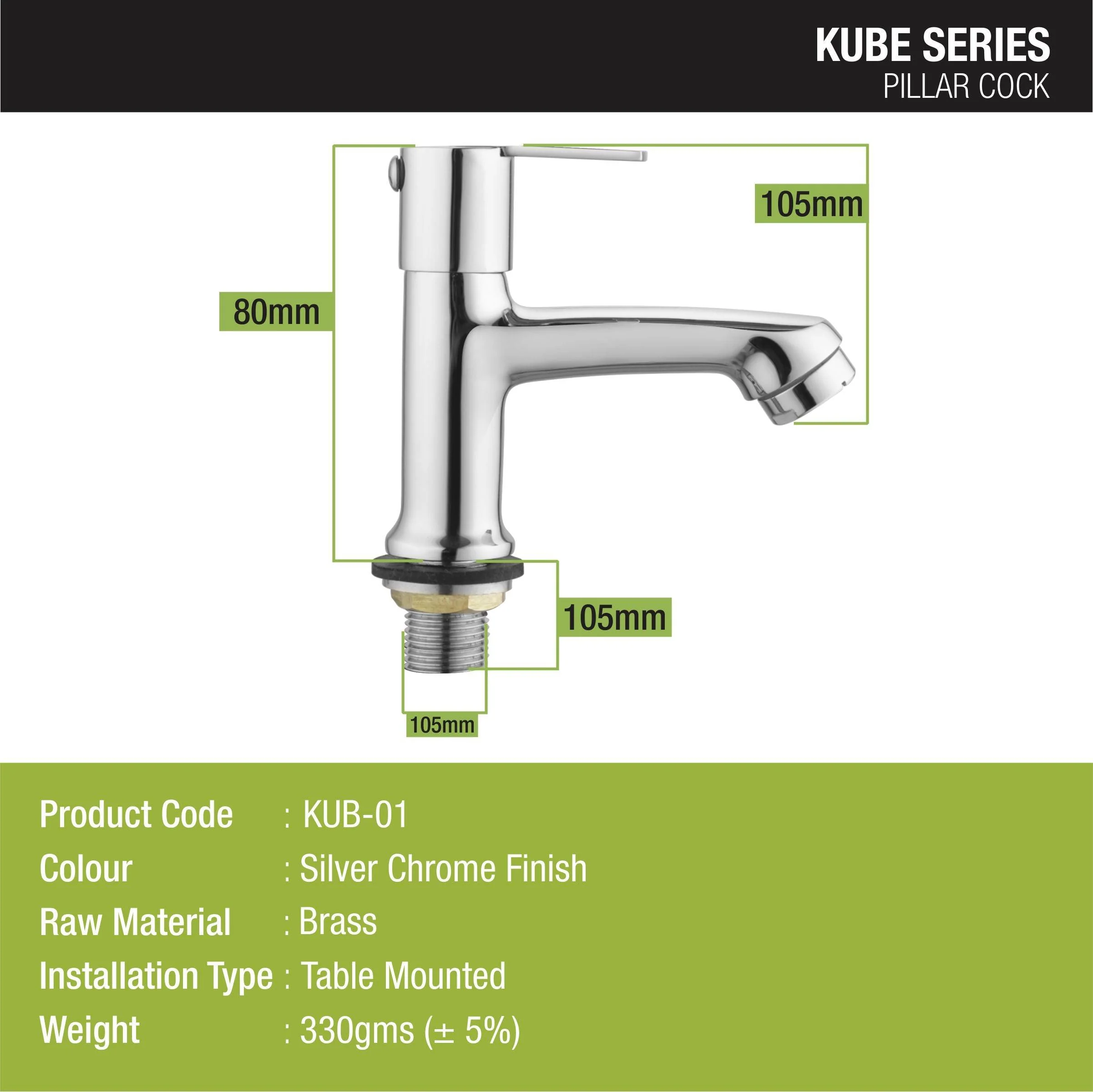 Kube Pillar Tap Brass Faucet - LIPKA - Image 2