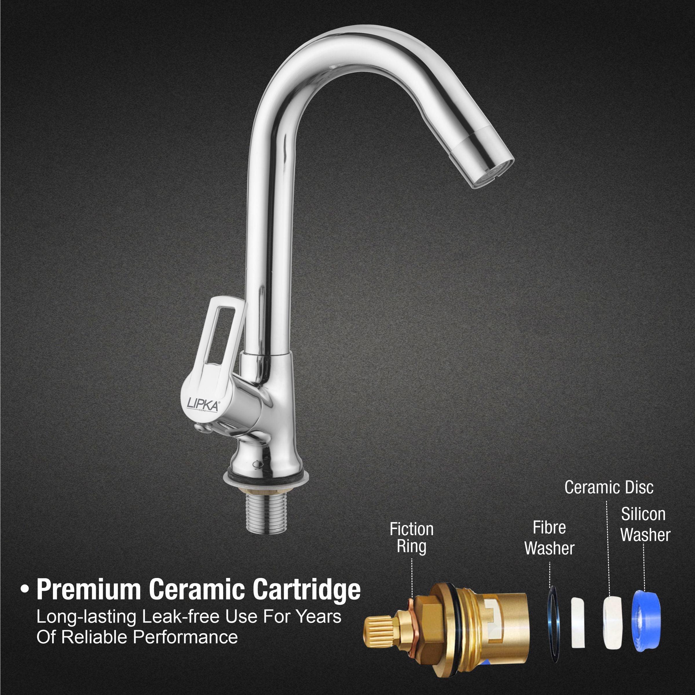 Kube Swan Neck Brass Faucet with Swivel Spout - LIPKA - Image 3