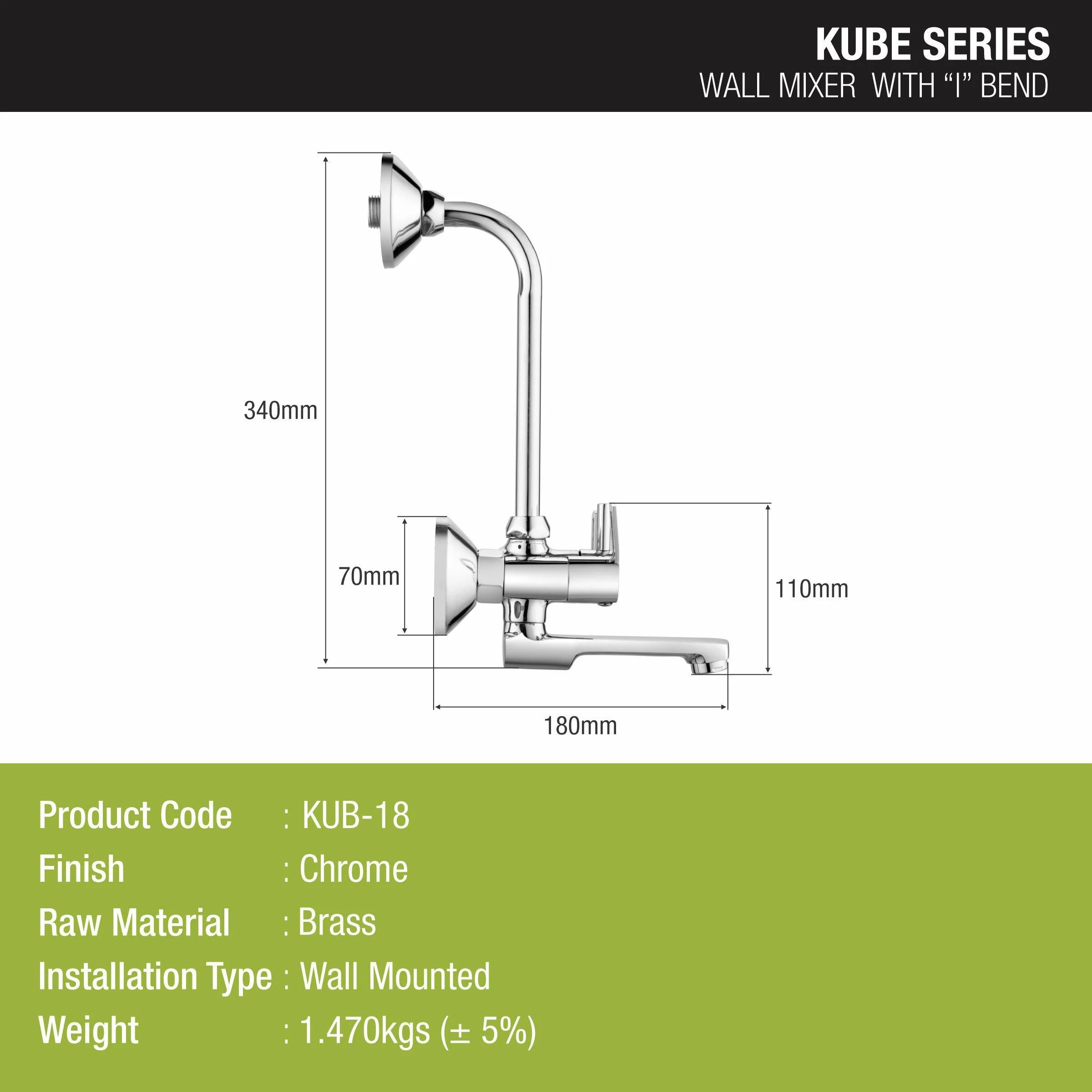 Kube Wall Mixer Brass Faucet with L Bend - LIPKA - Image 2