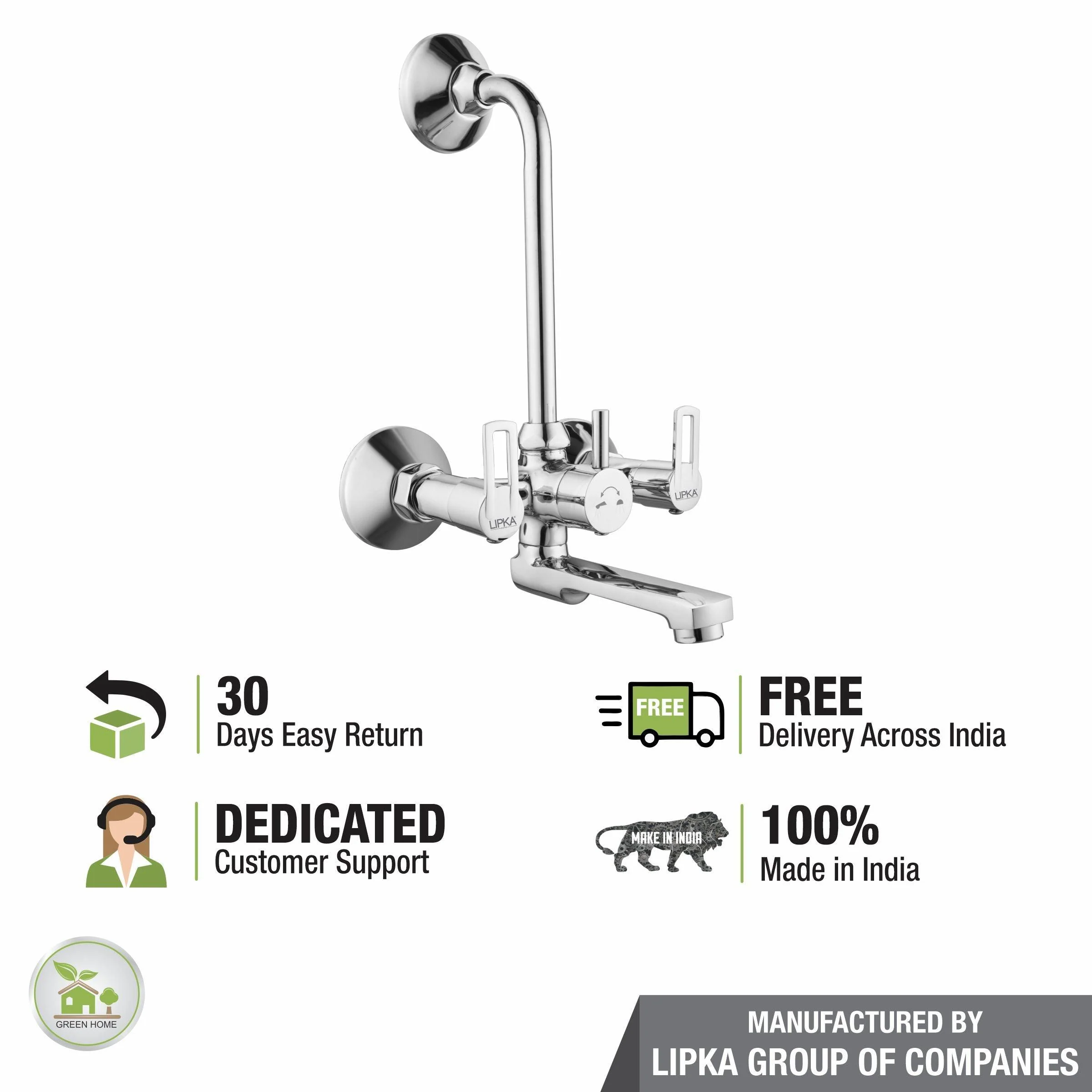 Kube Wall Mixer Brass Faucet with L Bend - LIPKA - Image 6