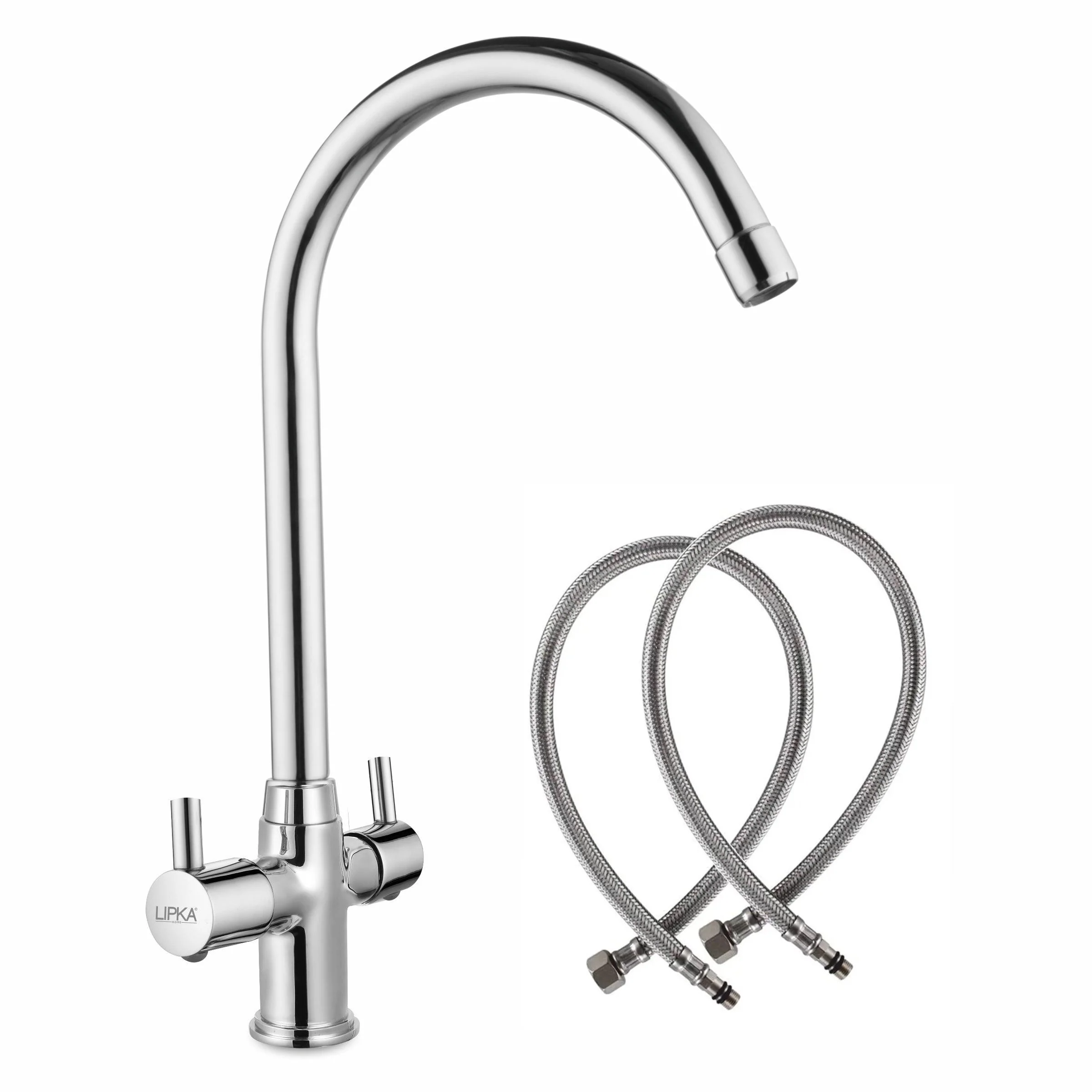 Kyron Centre Hole Basin Mixer Brass Faucet with Round Swivel Spout (20 Inches) - LIPKA