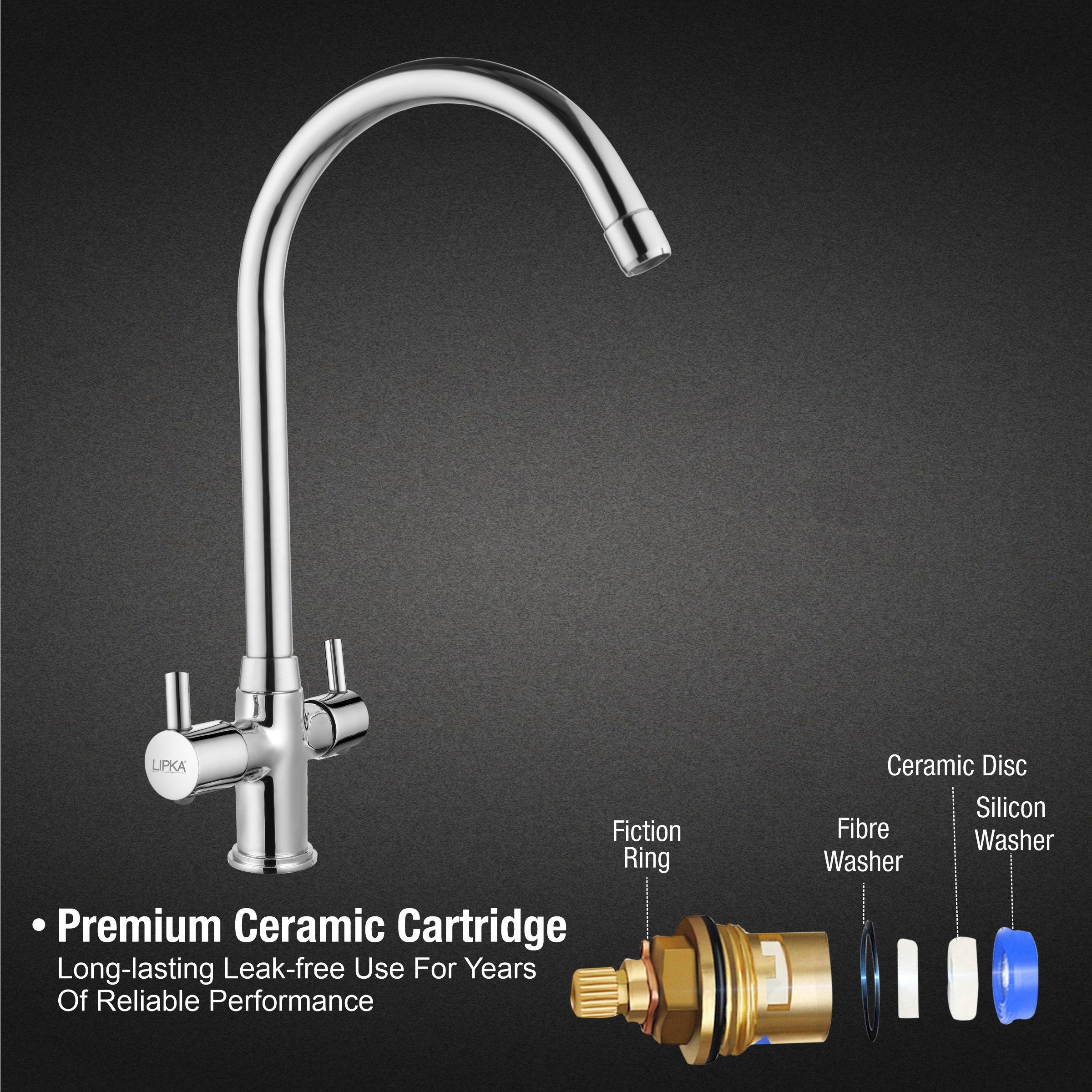 Kyron Centre Hole Basin Mixer Brass Faucet with Round Swivel Spout (20 Inches) - LIPKA - Image 3