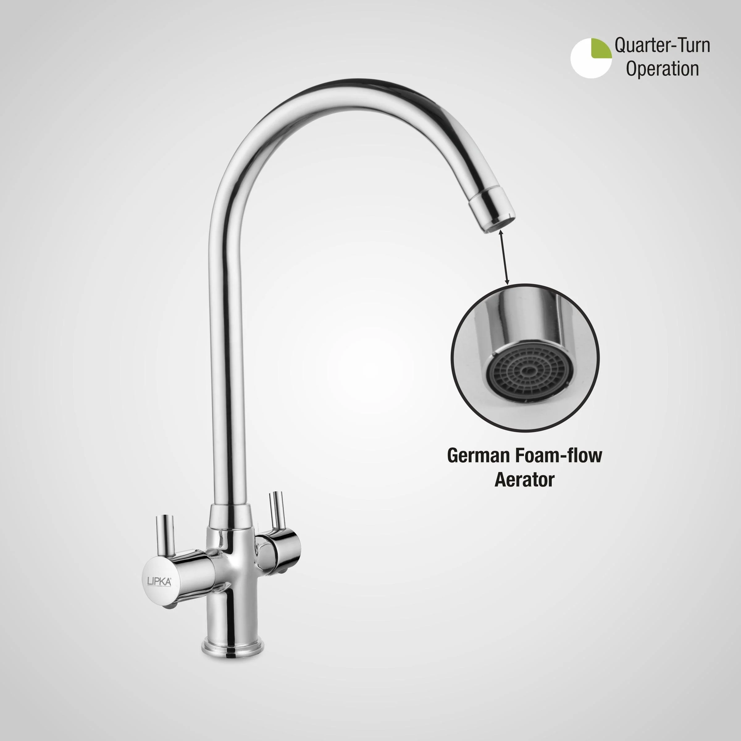 Kyron Centre Hole Basin Mixer Brass Faucet with Round Swivel Spout (20 Inches) - LIPKA - Image 5
