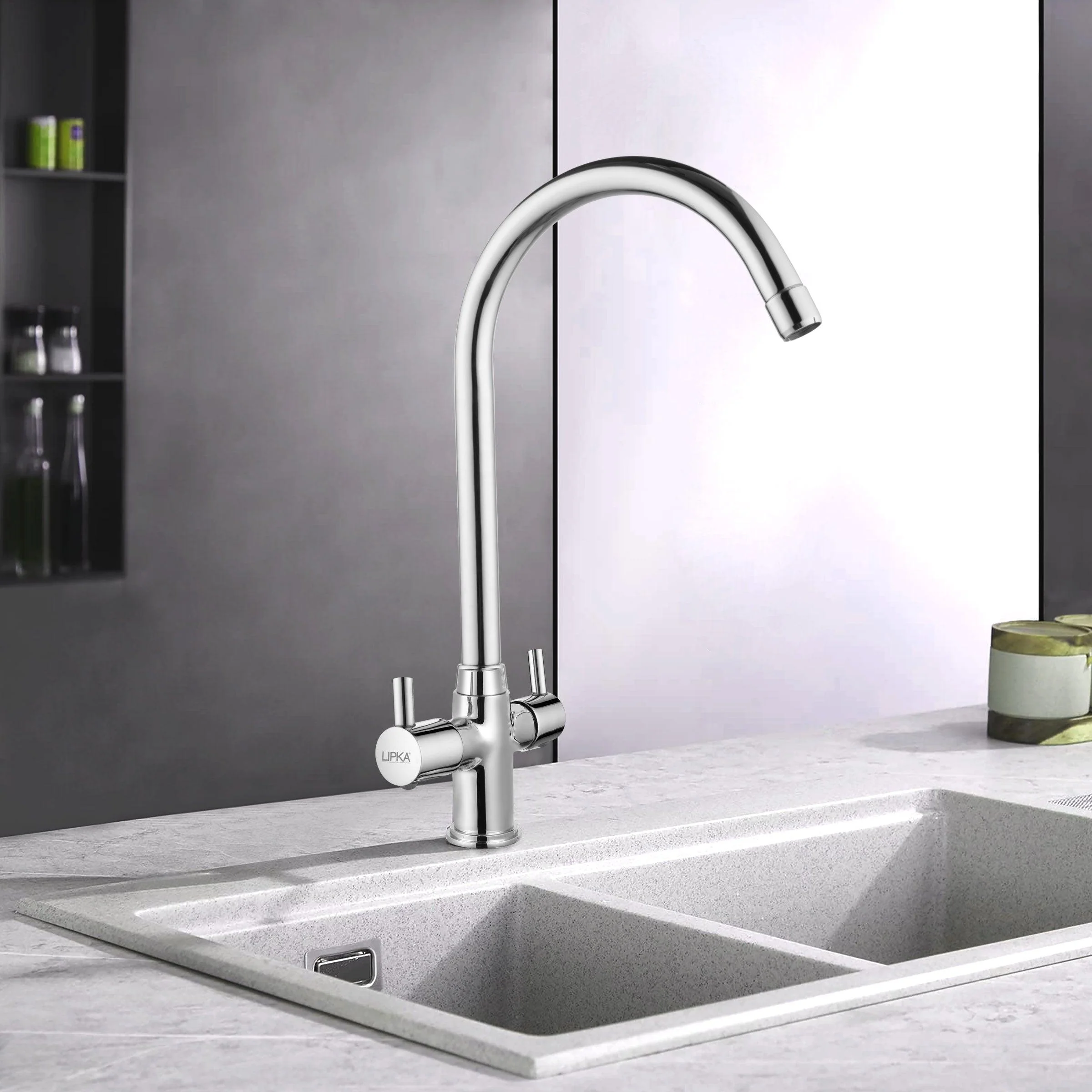 Kyron Centre Hole Basin Mixer Brass Faucet with Round Swivel Spout (20 Inches) - LIPKA - Image 7