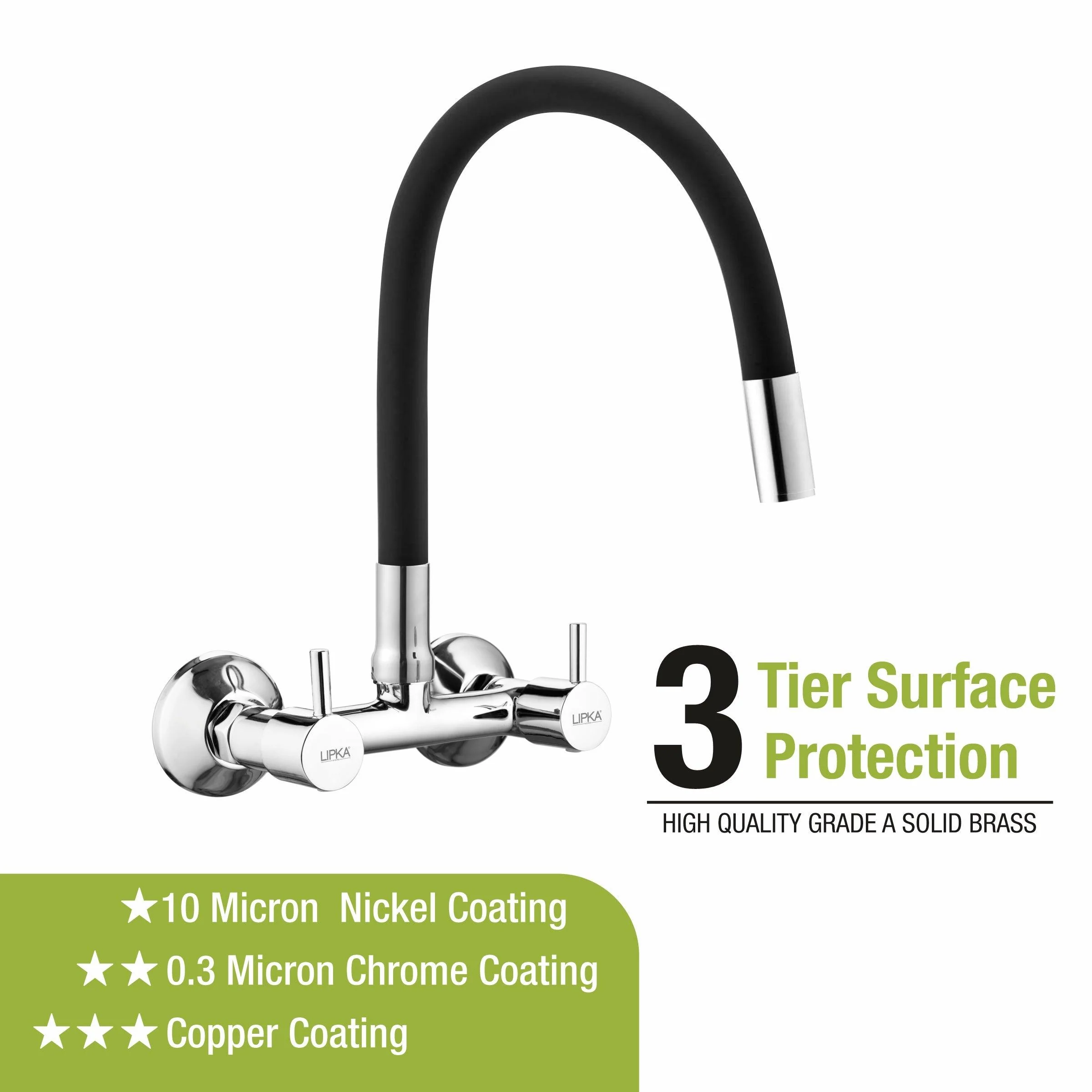 Kyron Sink Mixer Brass Faucet with Flexible Silicone Spout (Black) - LIPKA - Image 4