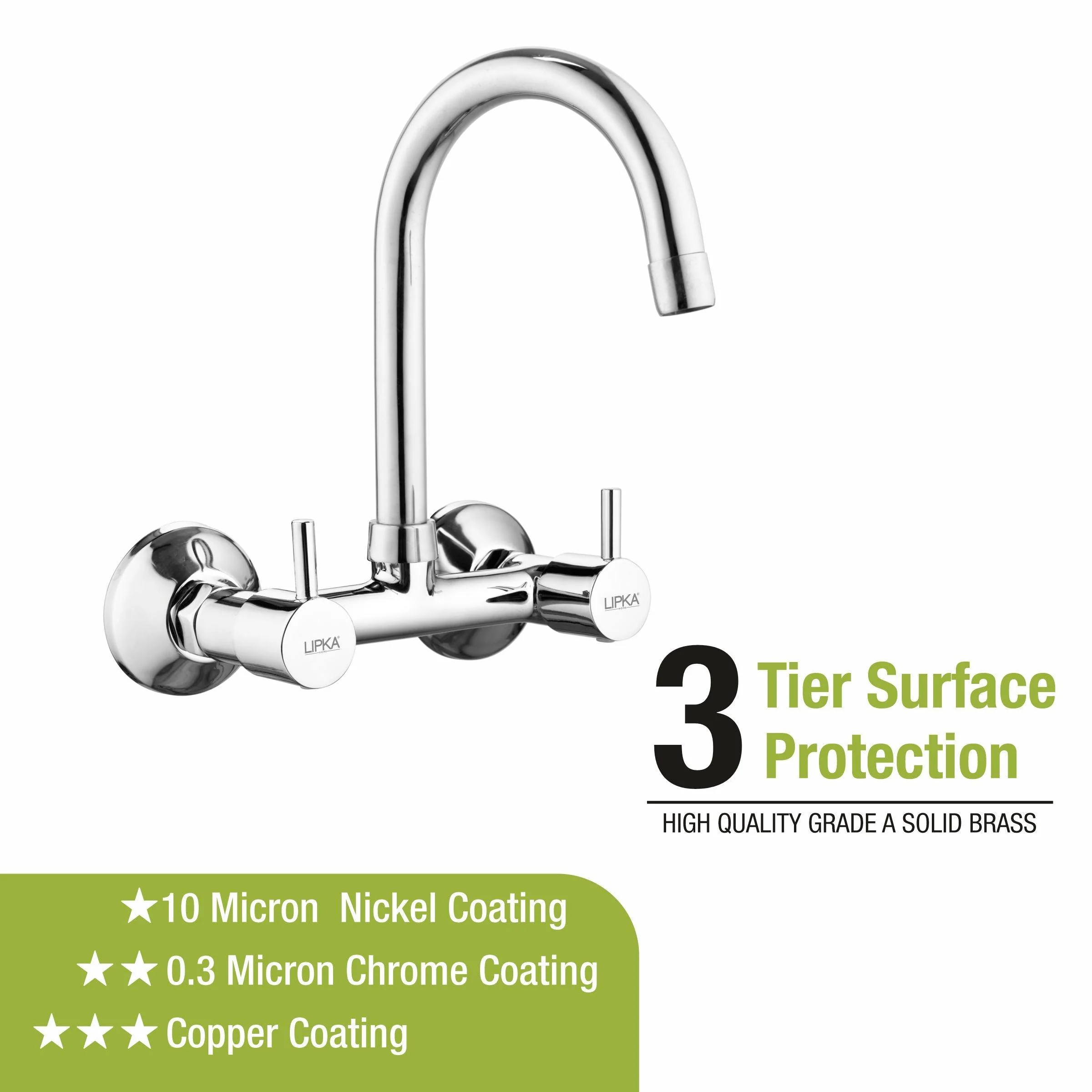 Kyron Sink Mixer Brass Faucet with Round Swivel Spout (15 Inches) - LIPKA - Image 4