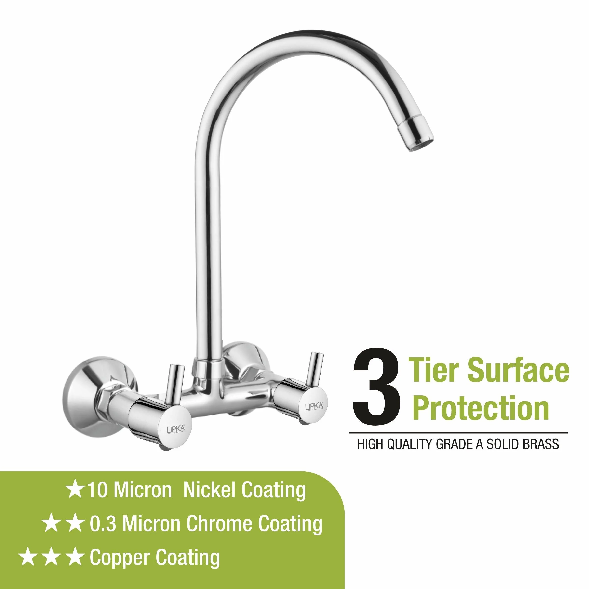 Kyron Sink Mixer Brass Faucet with Round Swivel Spout (20 Inches) - LIPKA - Image 4