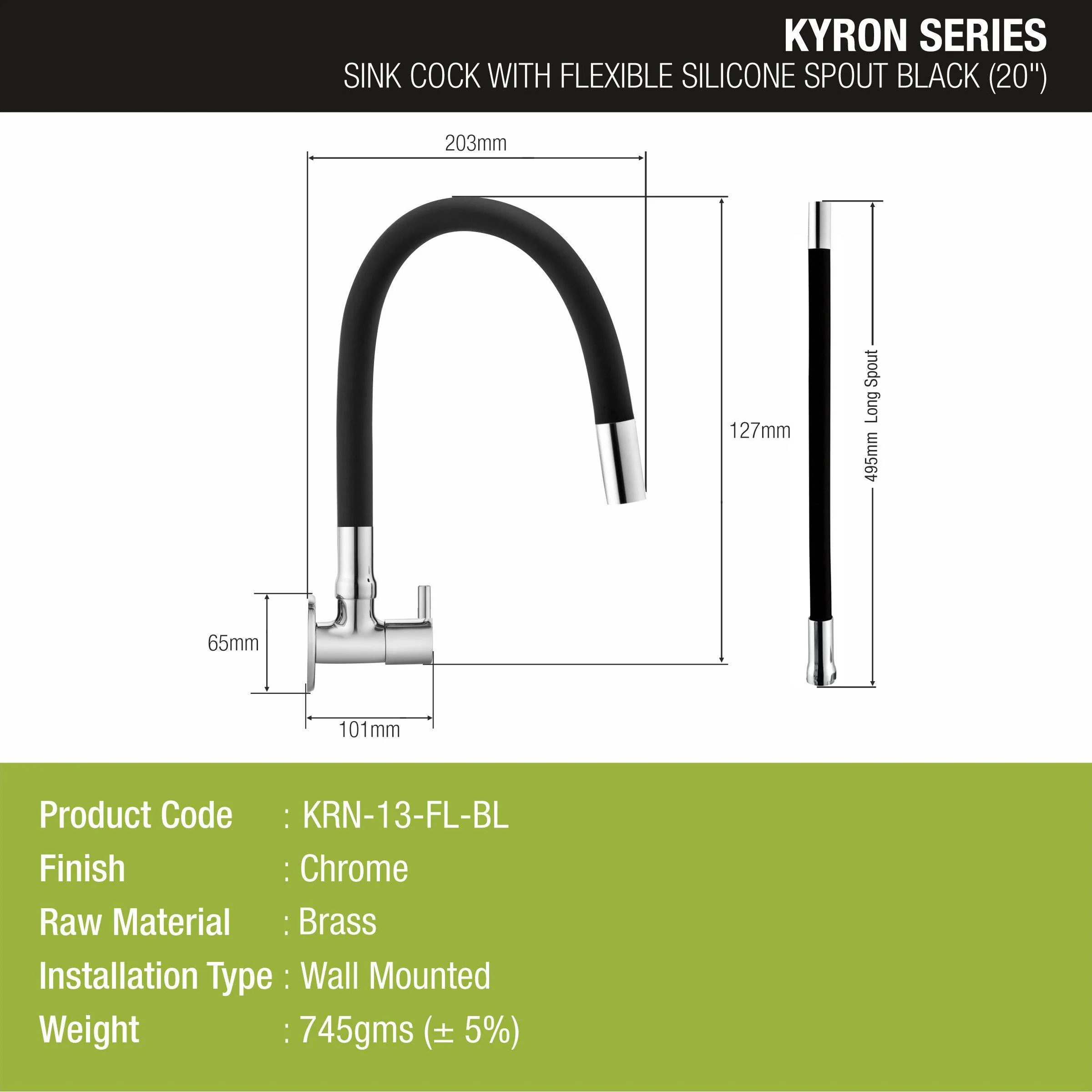 Kyron Sink Tap Brass Faucet with Flexible Silicone Spout (Black) - LIPKA - Image 2