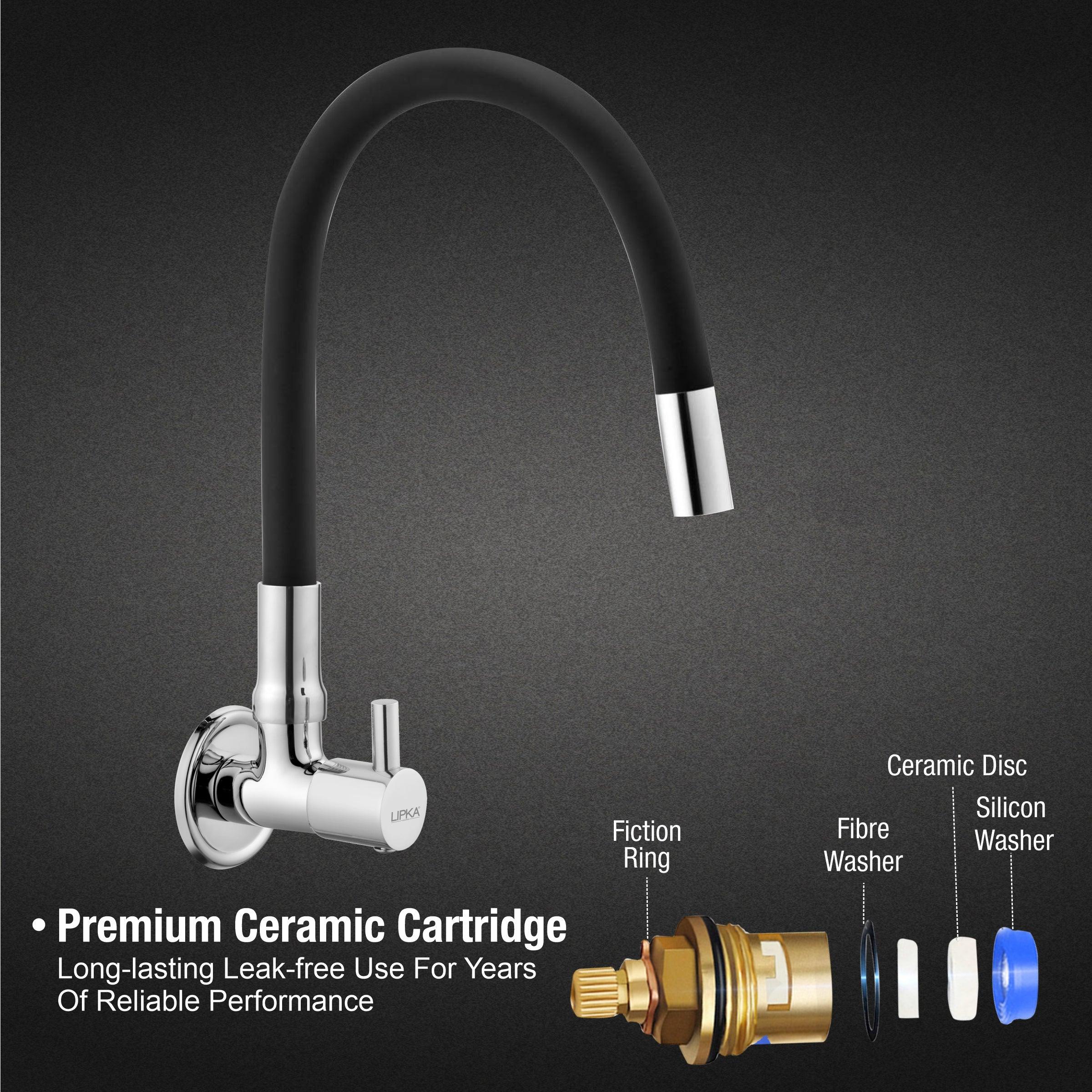 Kyron Sink Tap Brass Faucet with Flexible Silicone Spout (Black) - LIPKA - Image 3