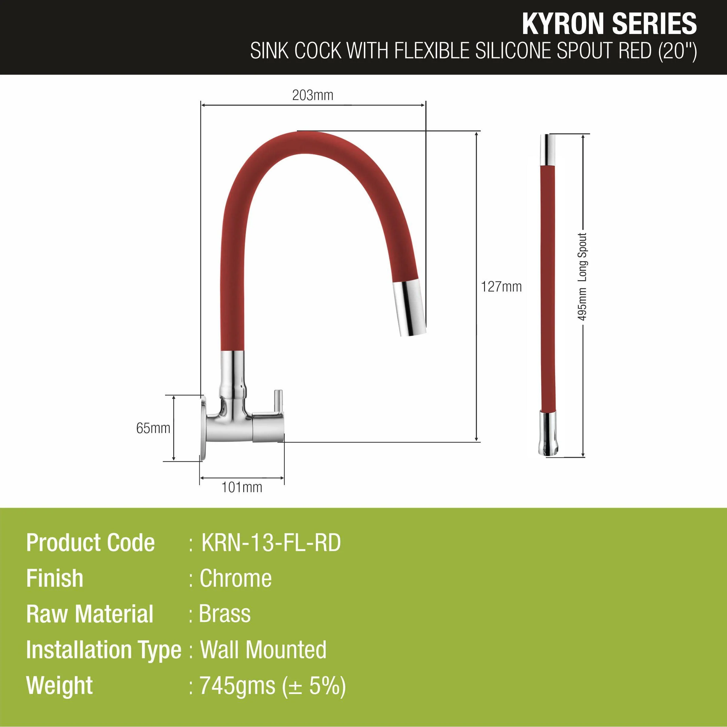 Kyron Sink Tap Brass Faucet with Flexible Silicone Spout (Red) - LIPKA - Image 2