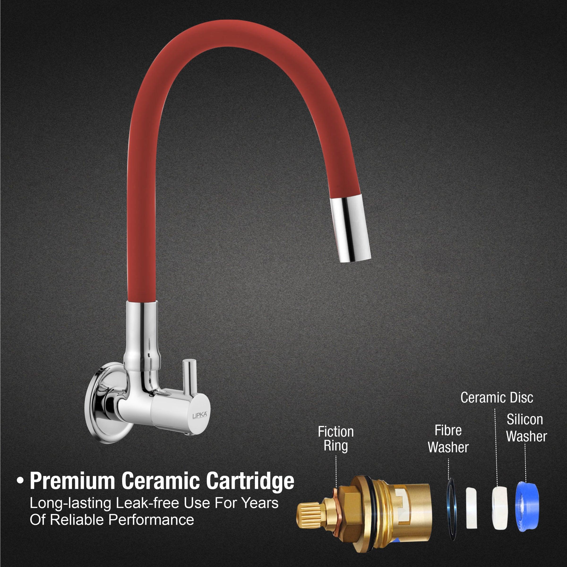 Kyron Sink Tap Brass Faucet with Flexible Silicone Spout (Red) - LIPKA - Image 3