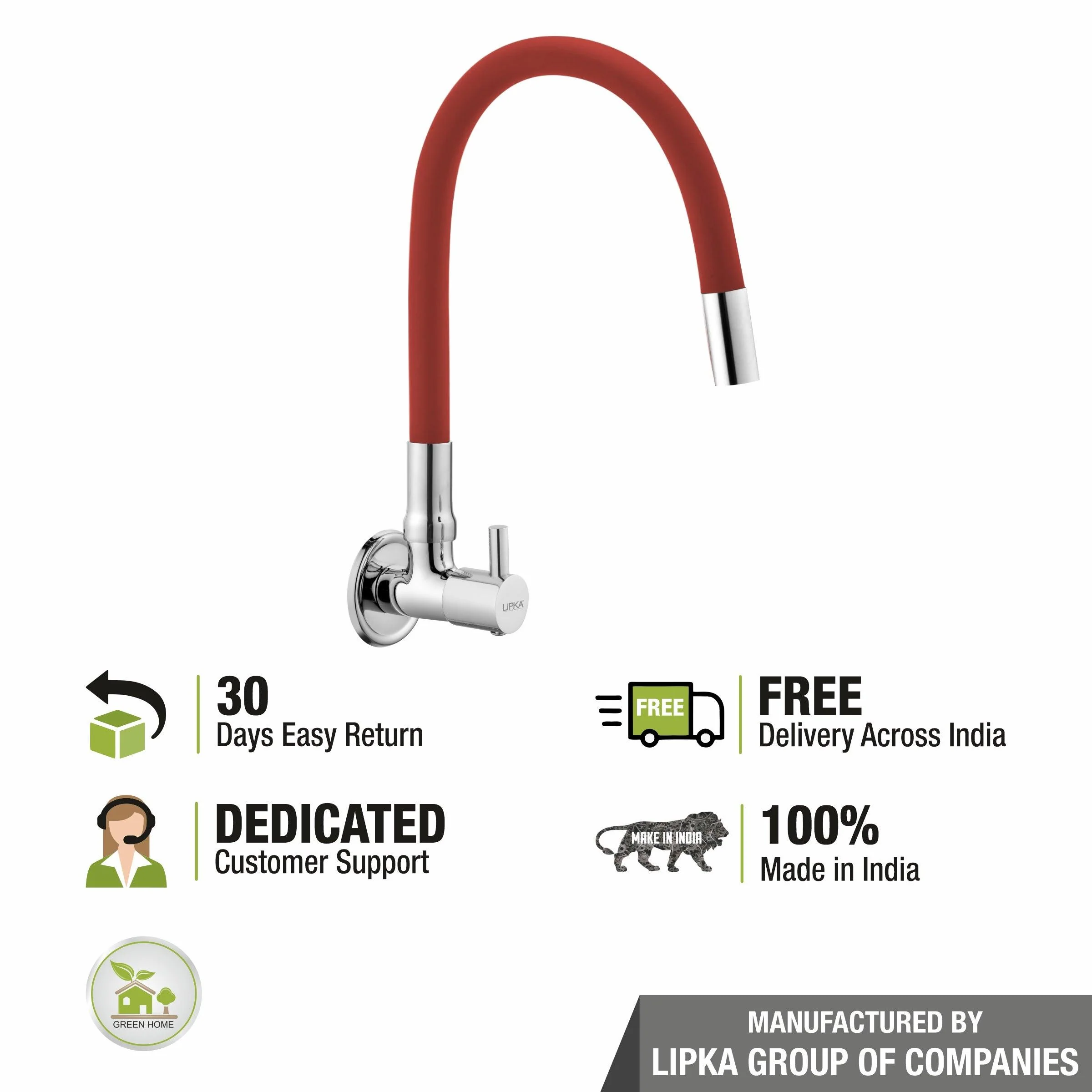 Kyron Sink Tap Brass Faucet with Flexible Silicone Spout (Red) - LIPKA - Image 5