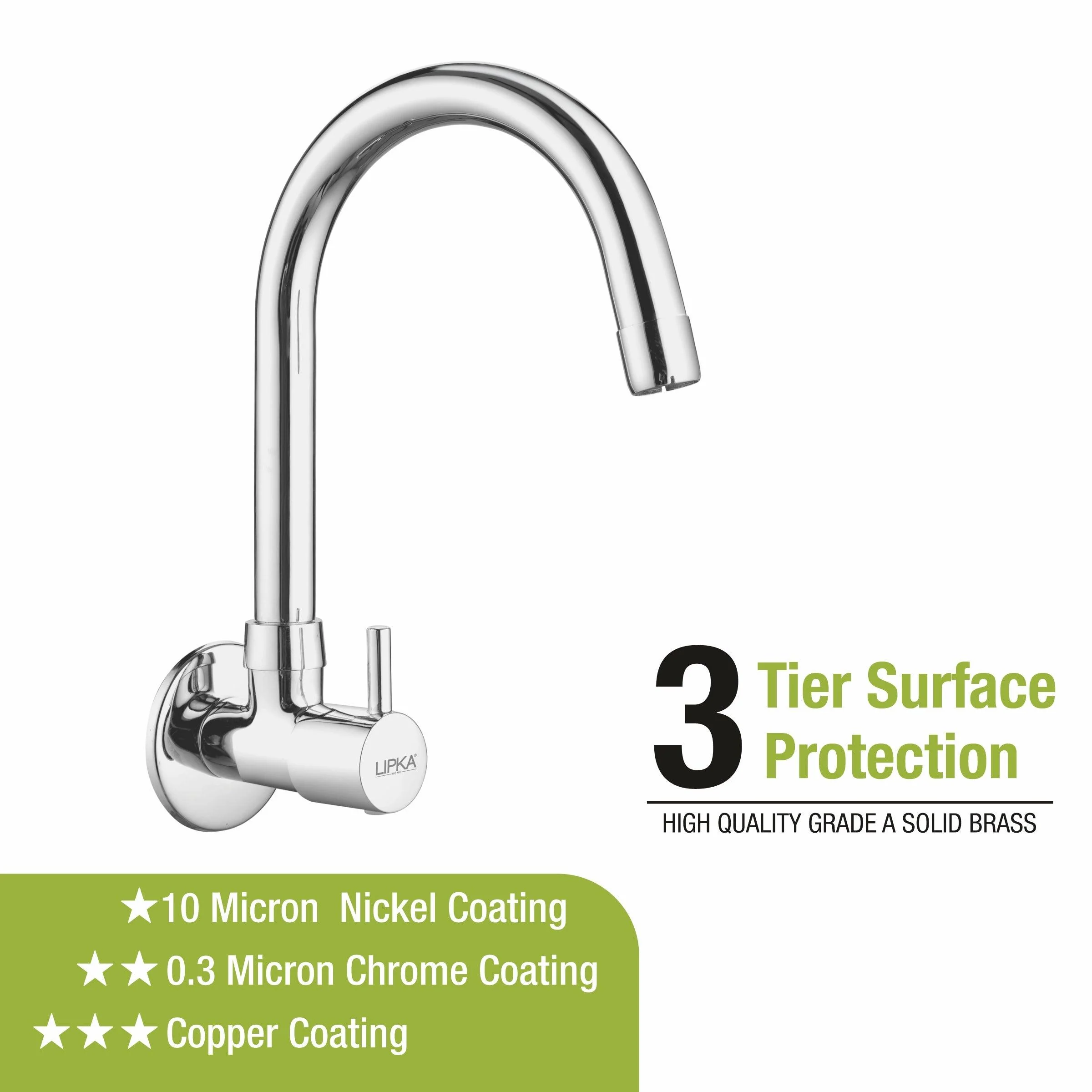 Kyron Sink Tap Brass Faucet with Round Swivel Spout (12 Inches) - LIPKA - Image 4
