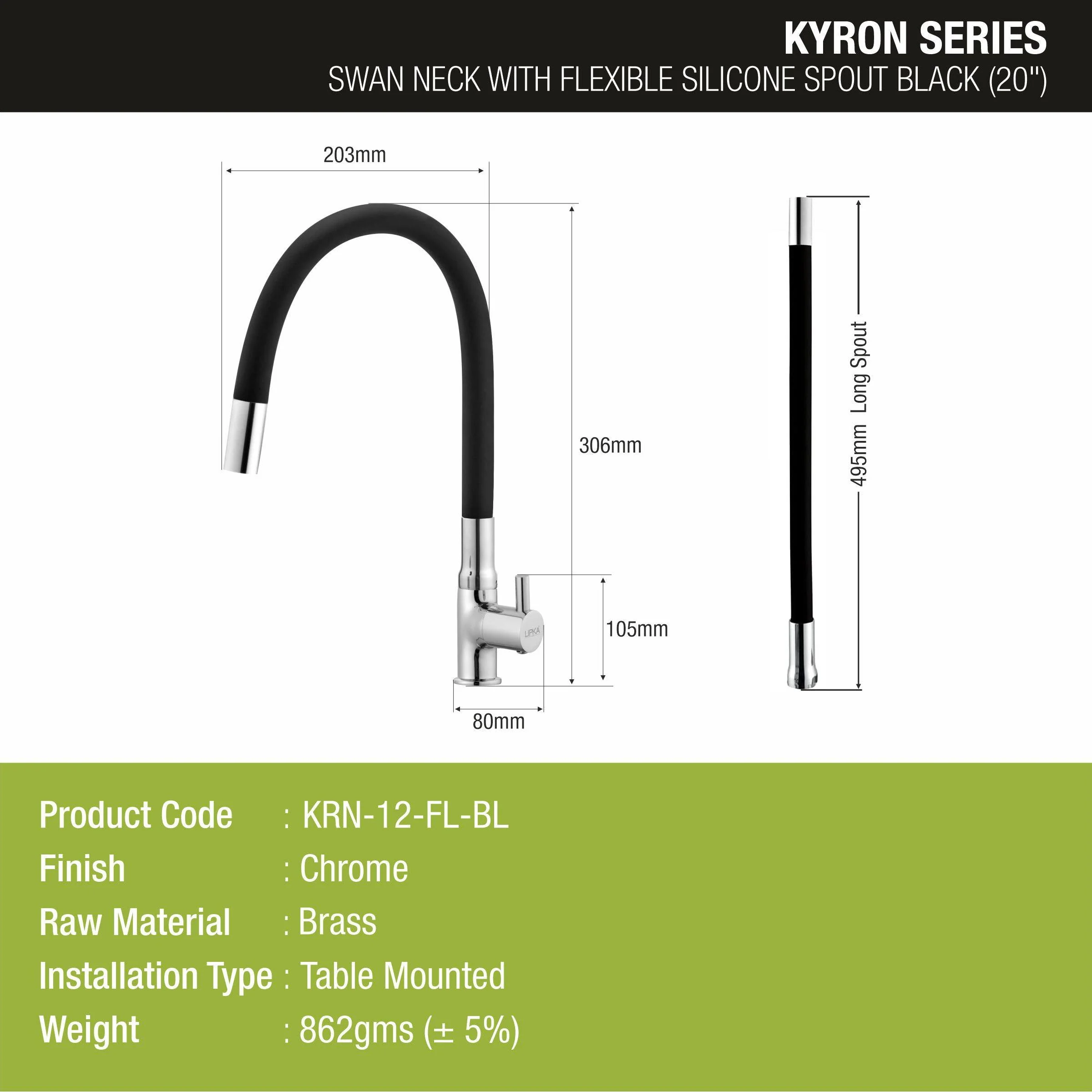 Kyron Swan Neck Brass Faucet with Flexible Silicone Spout (Black) - LIPKA - Image 2