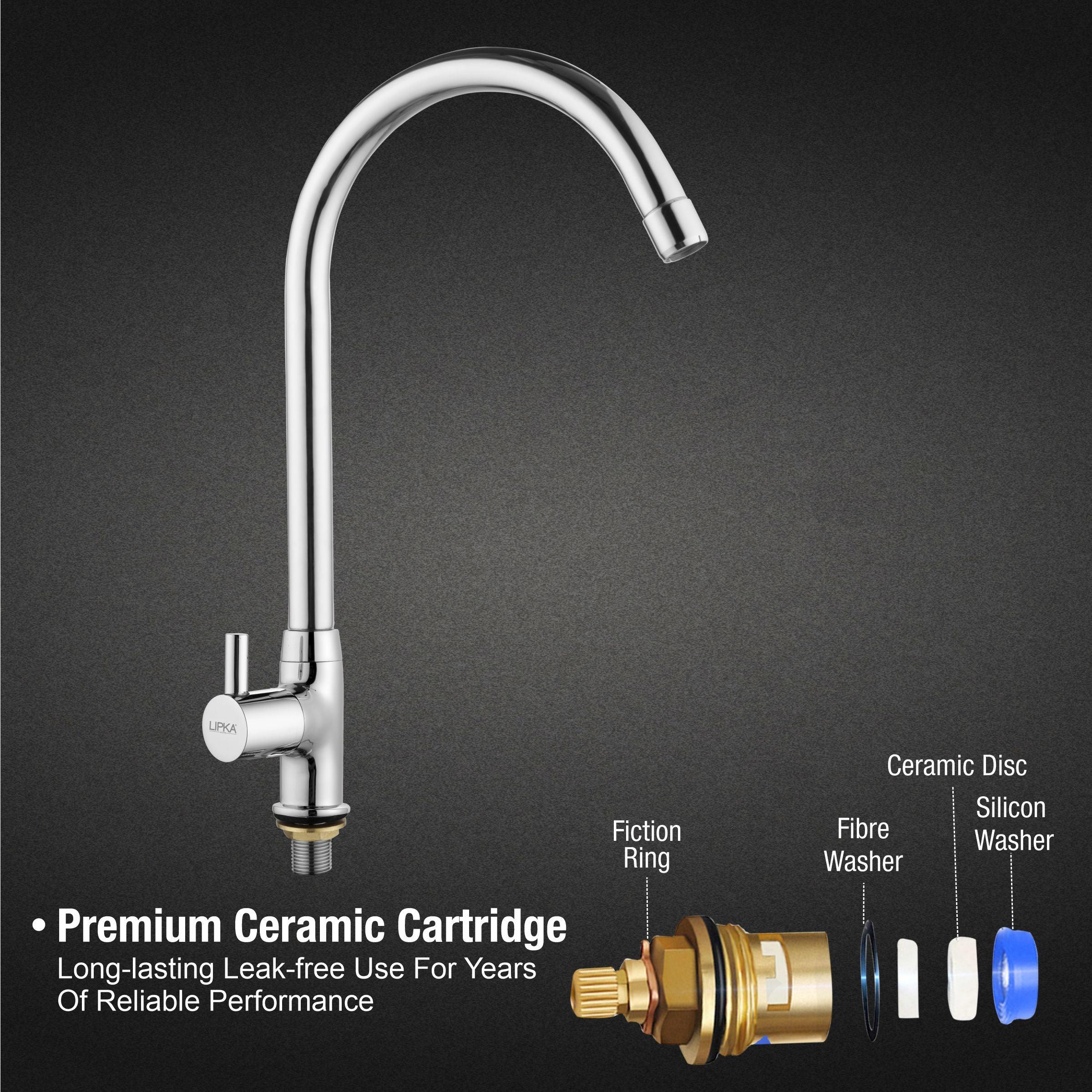 Kyron Swan Neck Brass Faucet with Round Swivel Spout (20 Inches) - LIPKA - Image 3