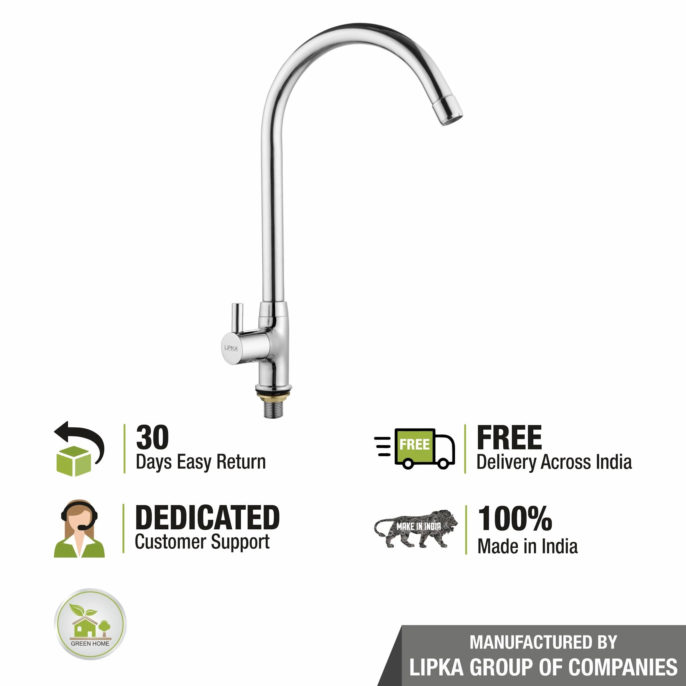 Kyron Swan Neck Brass Faucet with Round Swivel Spout (20 Inches) - LIPKA - Image 6
